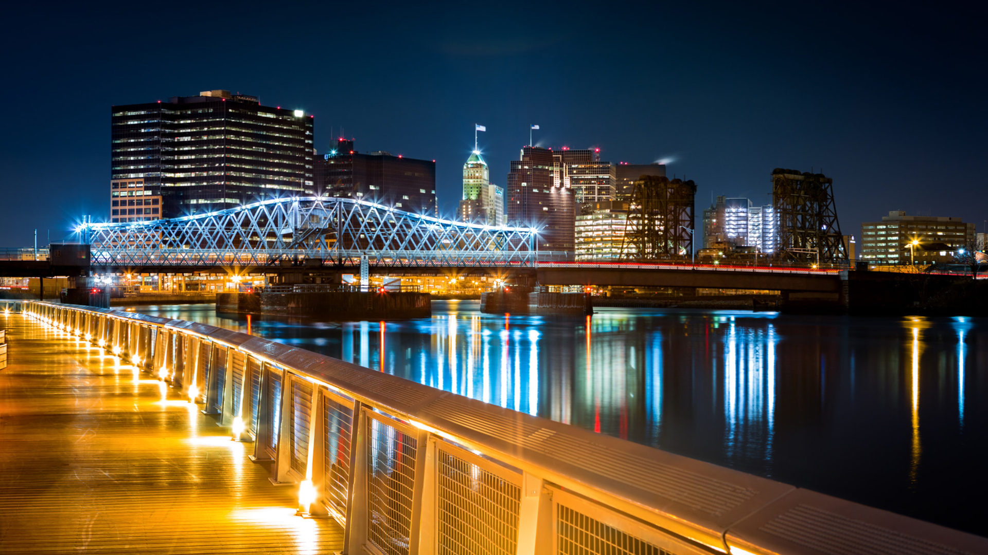 Newark city, Jackson Street Bridge, Passaic River, United States, 1920x1080 Full HD Desktop