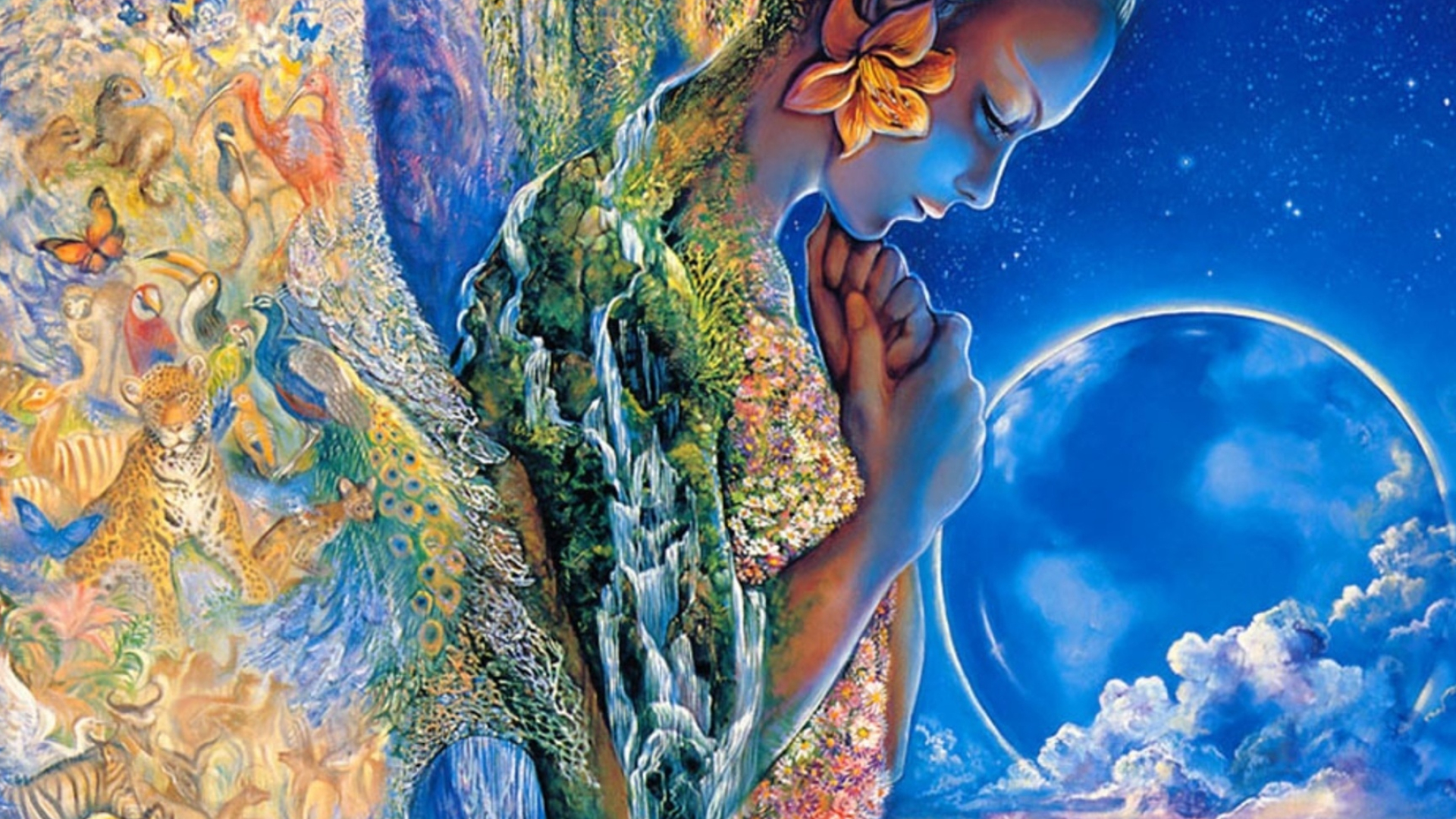 Josephine Wall, Planet of animals, Sadness and beauty, Women's empowerment, 1920x1080 Full HD Desktop