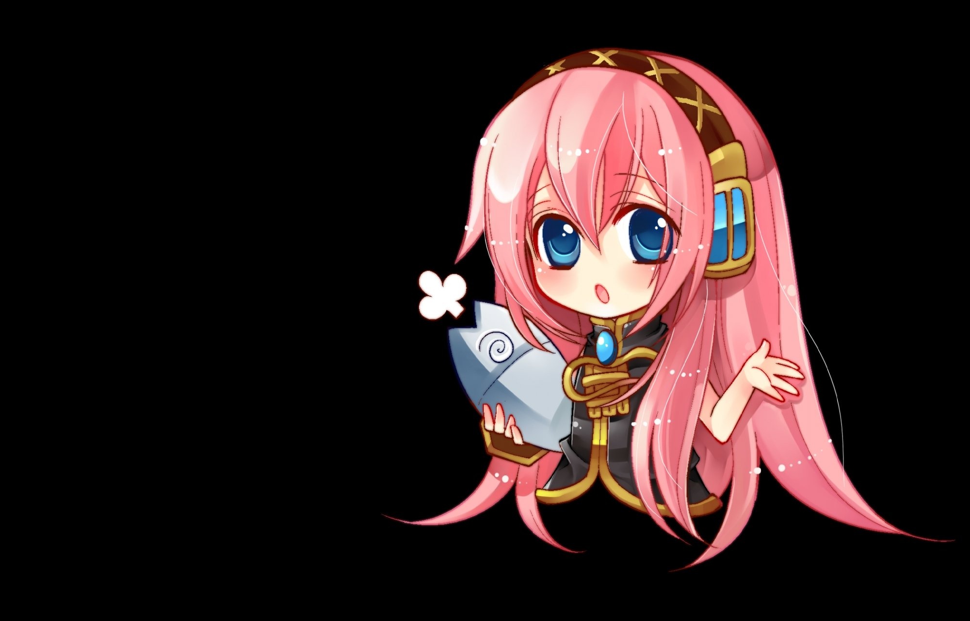 Headphones, Vocaloid, Blue eyes, Fish, 2000x1290 HD Desktop