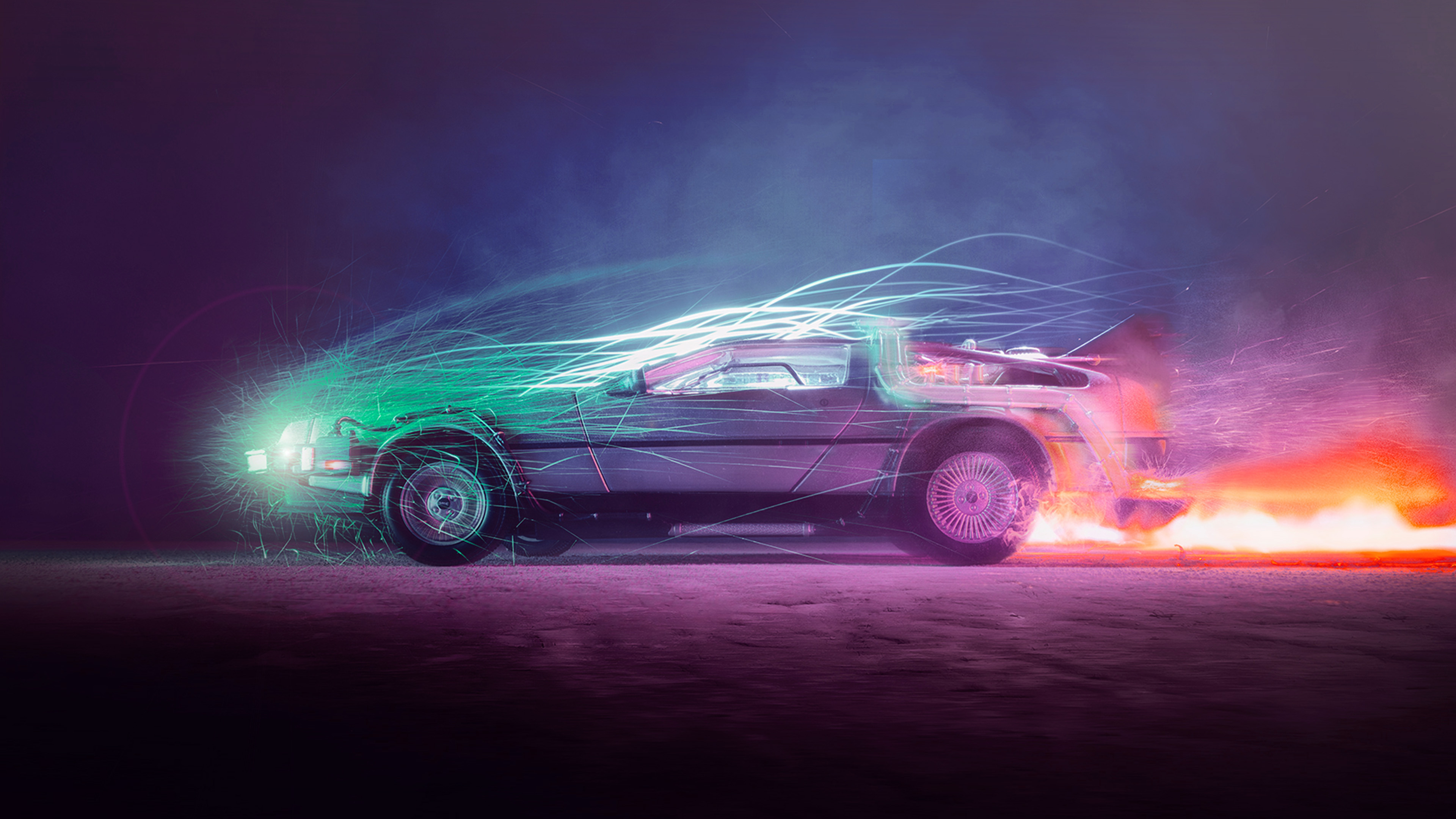 Film Art, Movies, backtothefuture car, film art, 3840x2160 4K Desktop