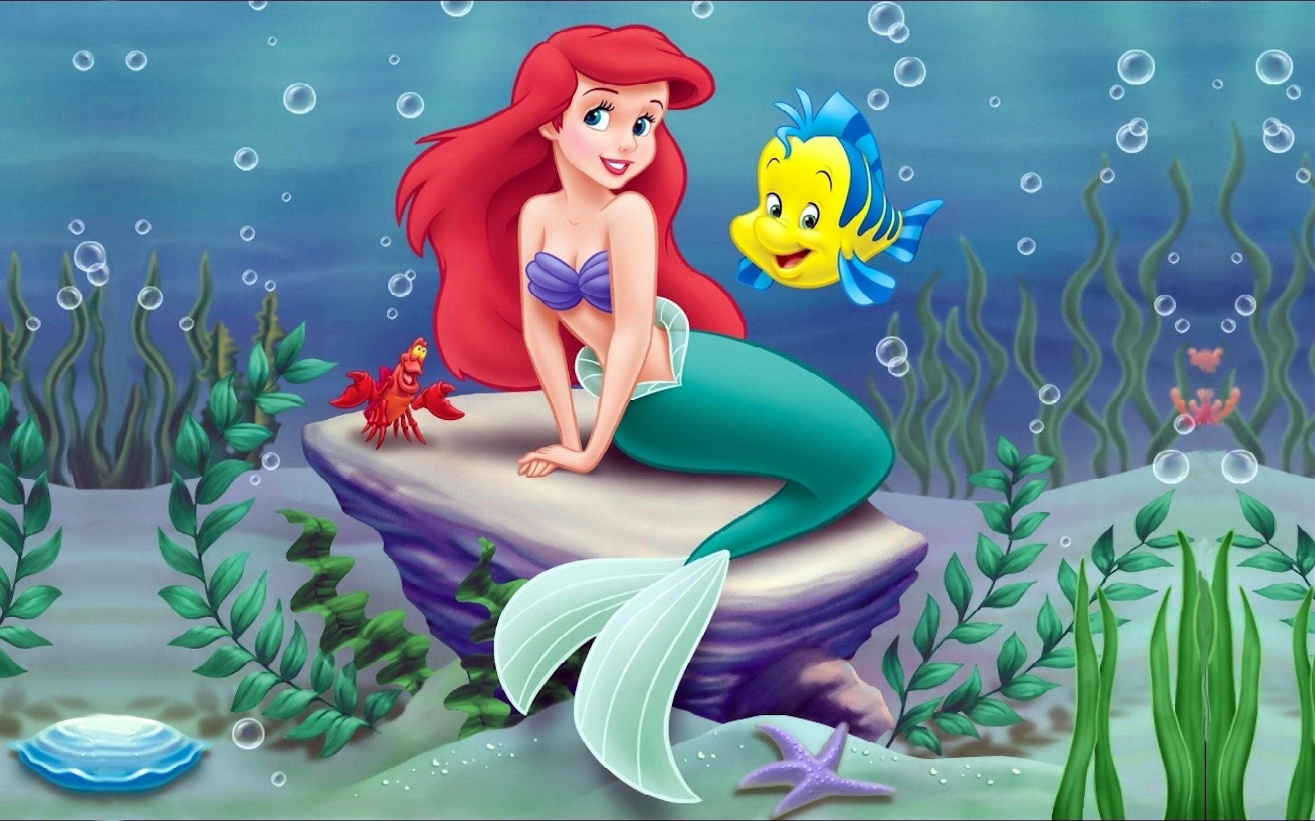 Ariel and Flounder, The Little Mermaid Wallpaper, 2560x1600 HD Desktop