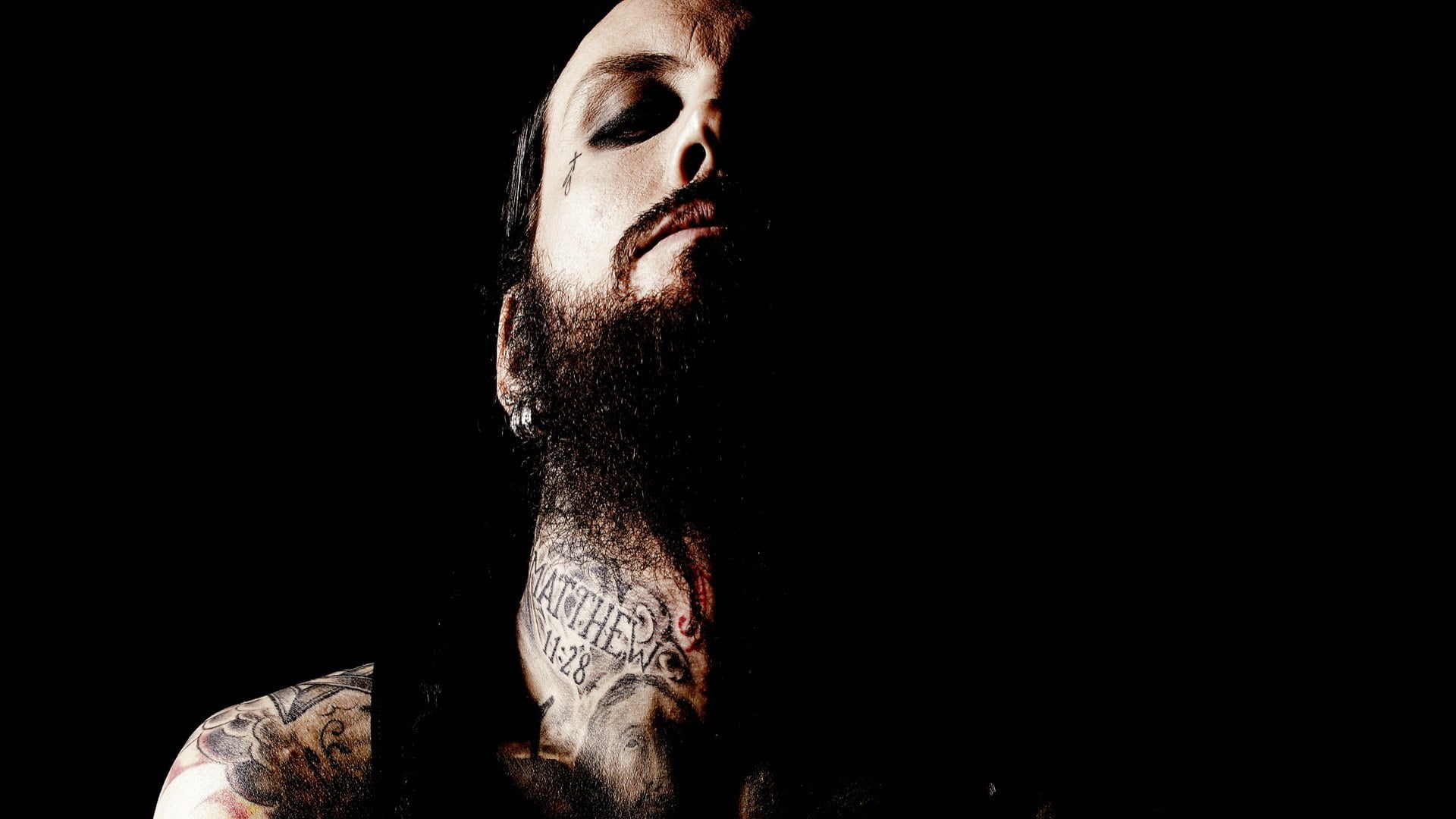 Brian Welch, Musician, Tattooed neck, Light background, 1920x1080 Full HD Desktop