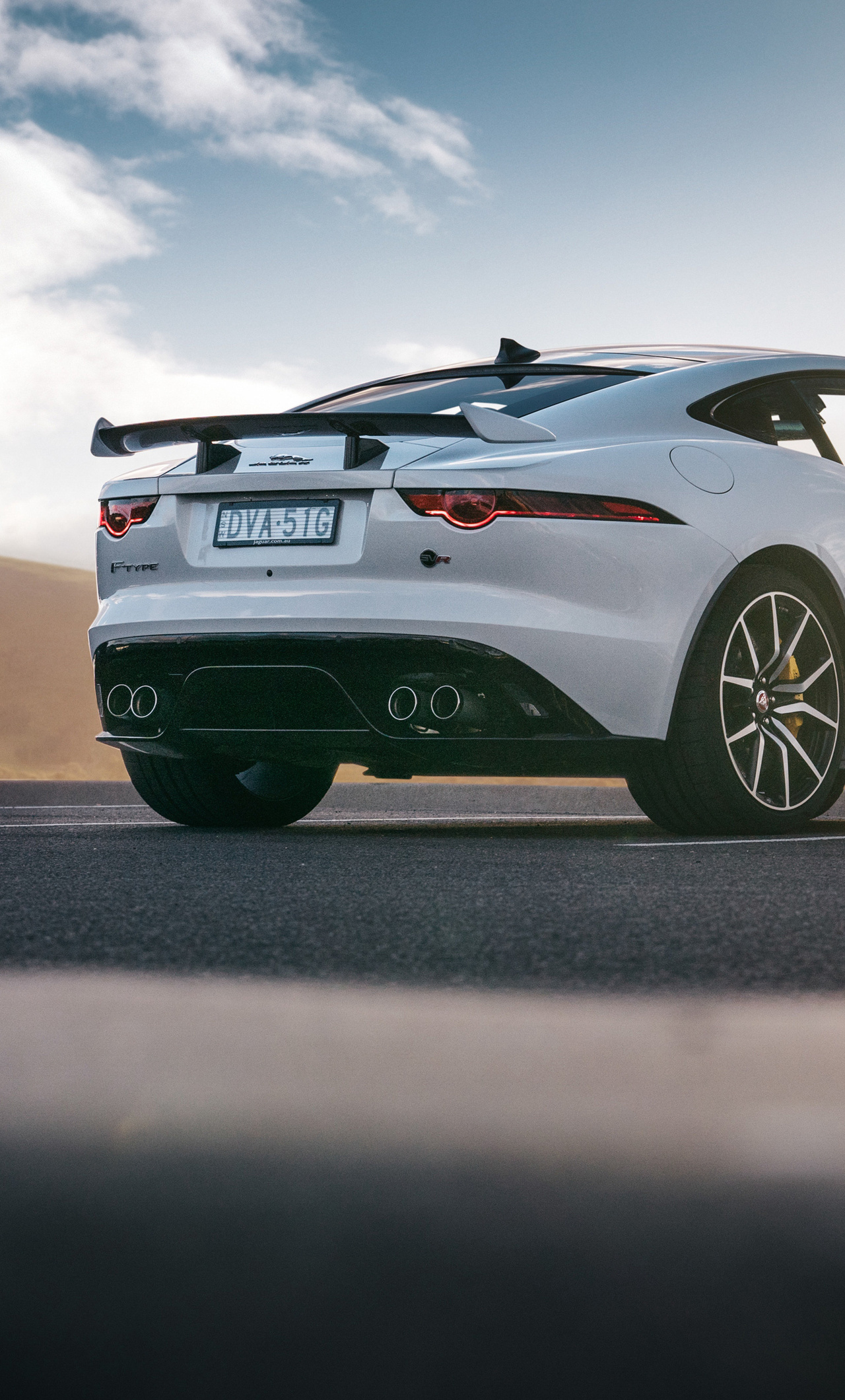 Jaguar F-TYPE, SVR coupe, Rear view, 4K resolution, 1280x2120 HD Phone