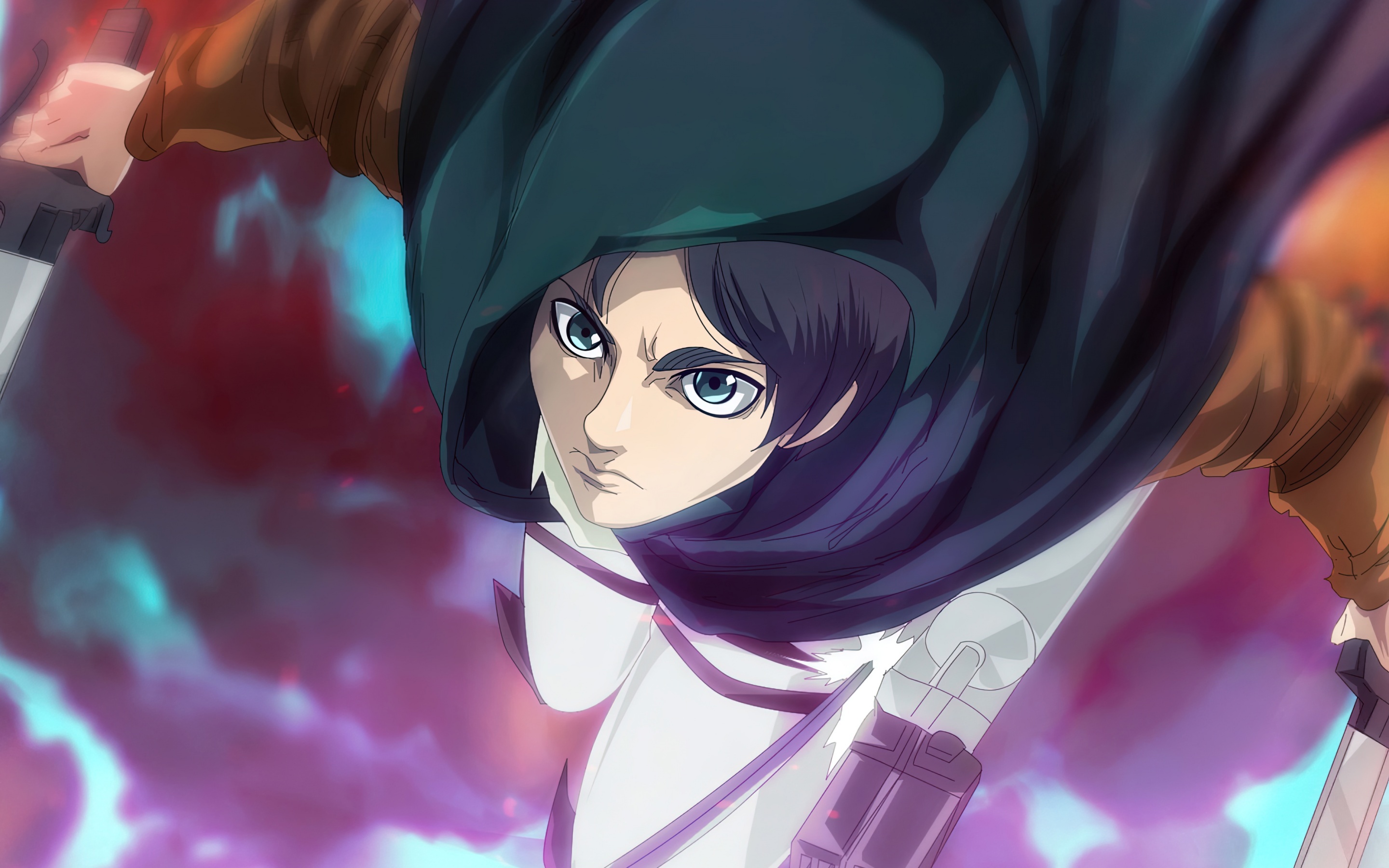 Eren Yeager, Scout Regiment cloak, ultrahard steel blades, HD Desktop wallpaper