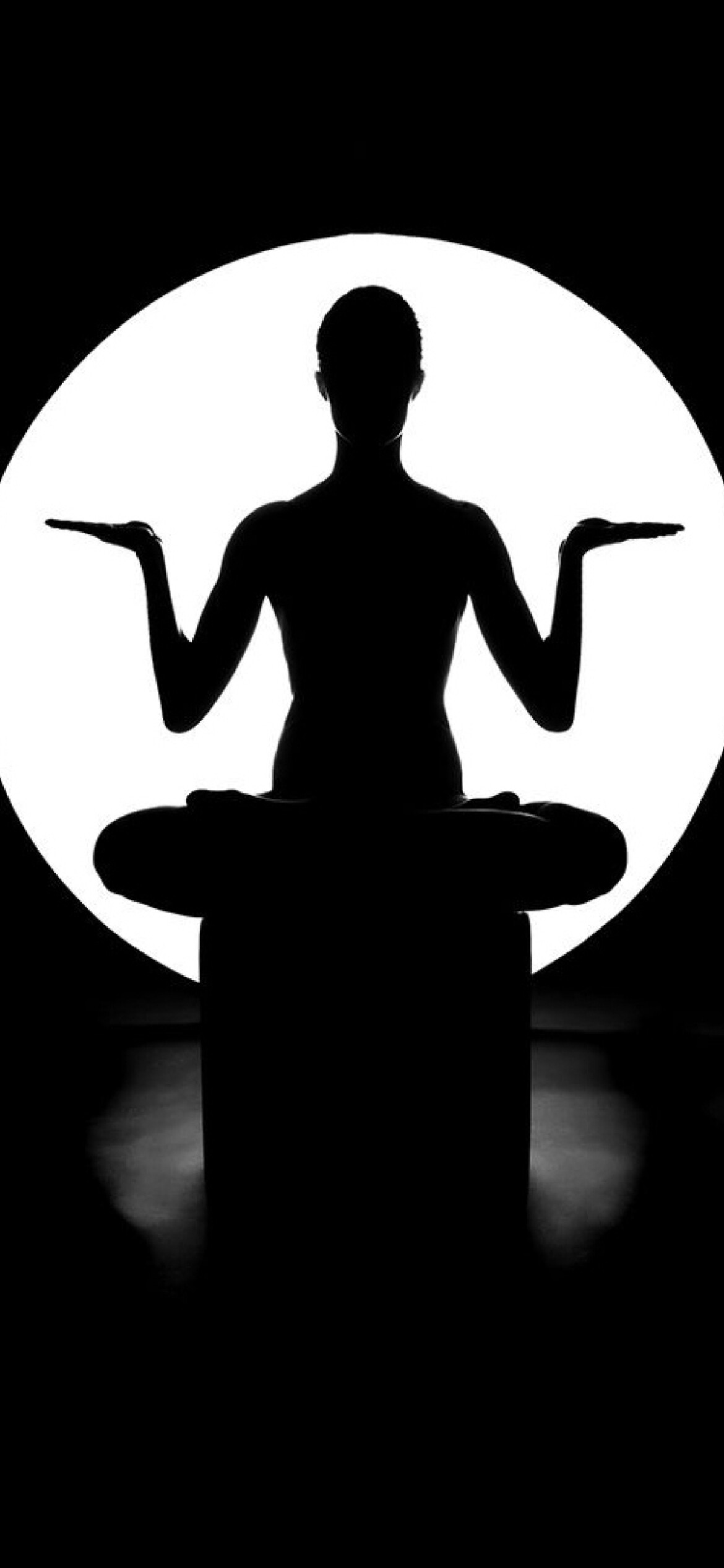 Moonlight yoga, Celestial serenity, Nighttime relaxation, Contemplative practice, 1170x2540 HD Phone