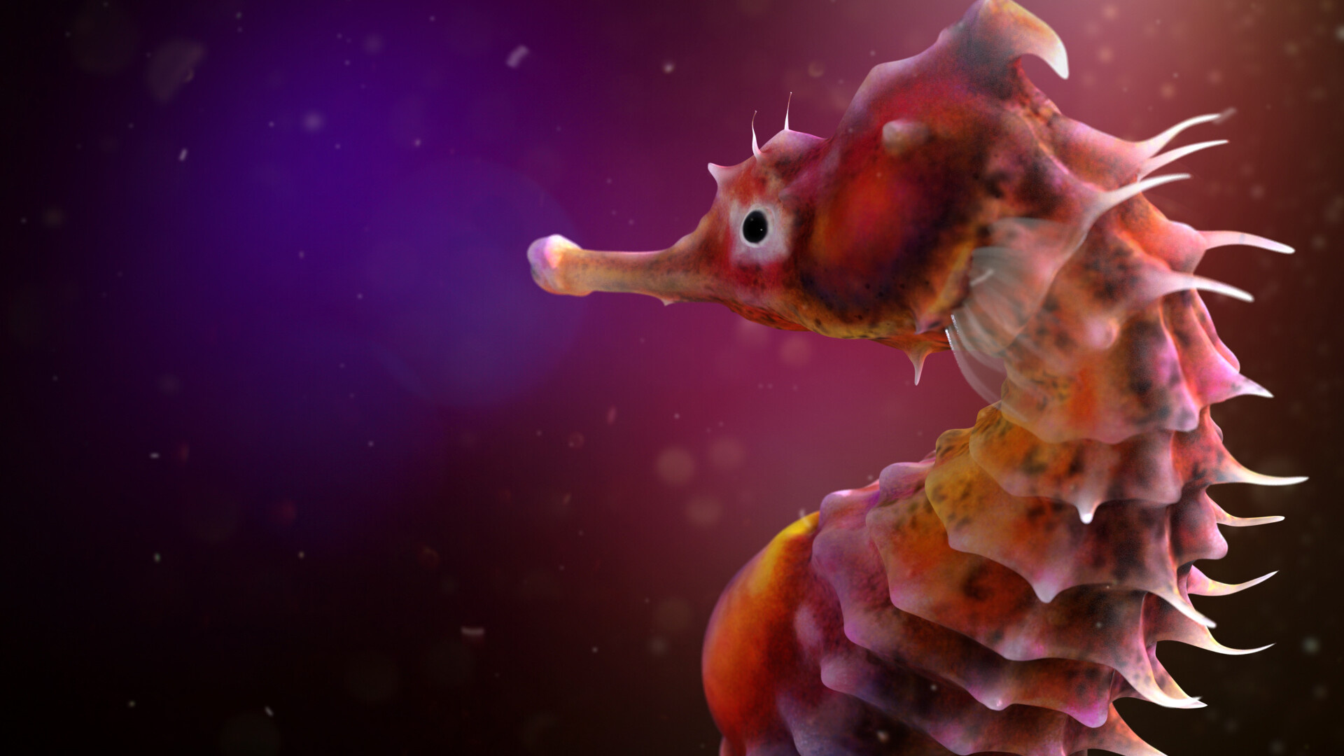 Intricate 3D seahorse, Dazzling visual, Stunning artwork, Oceanic wonder, 1920x1080 Full HD Desktop