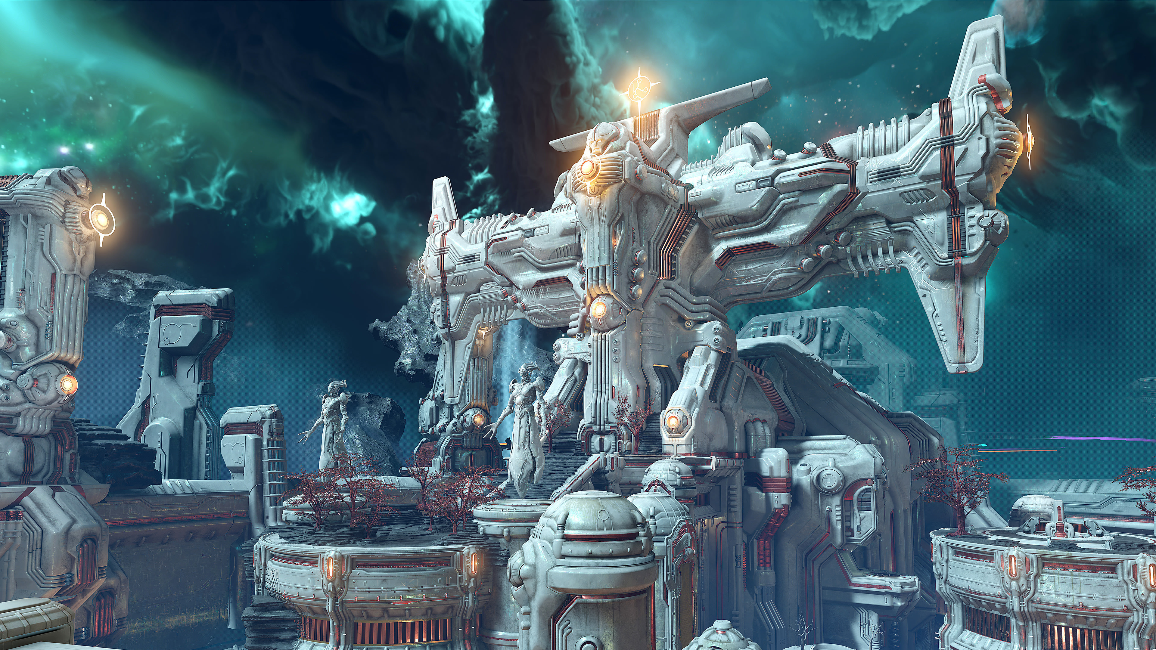 Urdak Maykr architecture, Maykr statues, Doom Eternal, 4K Desktop wallpaper