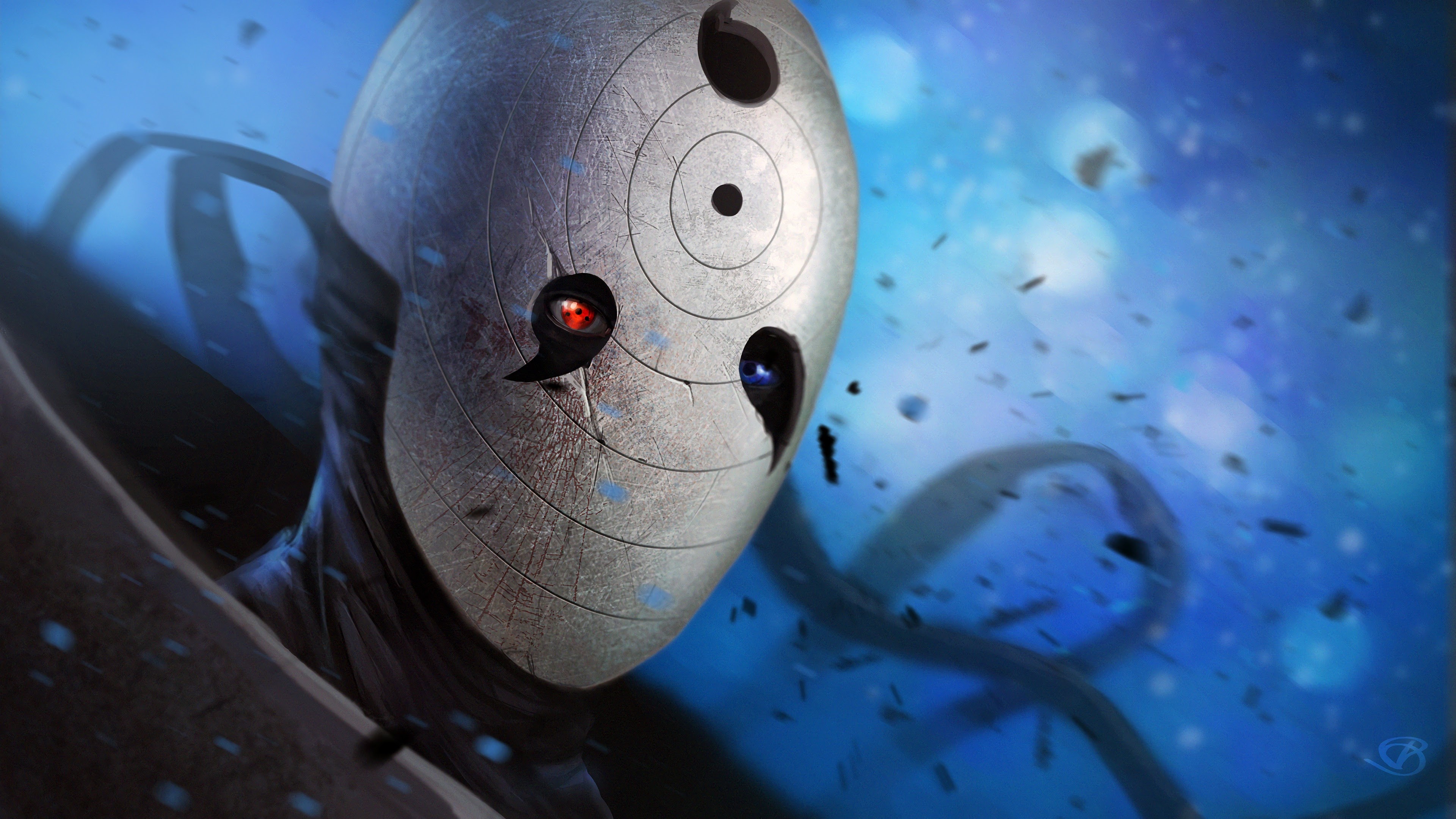 Obito Uchiha, White Rinnegan war mask, Sharingan and Rinnegan, 4K Desktop wallpaper