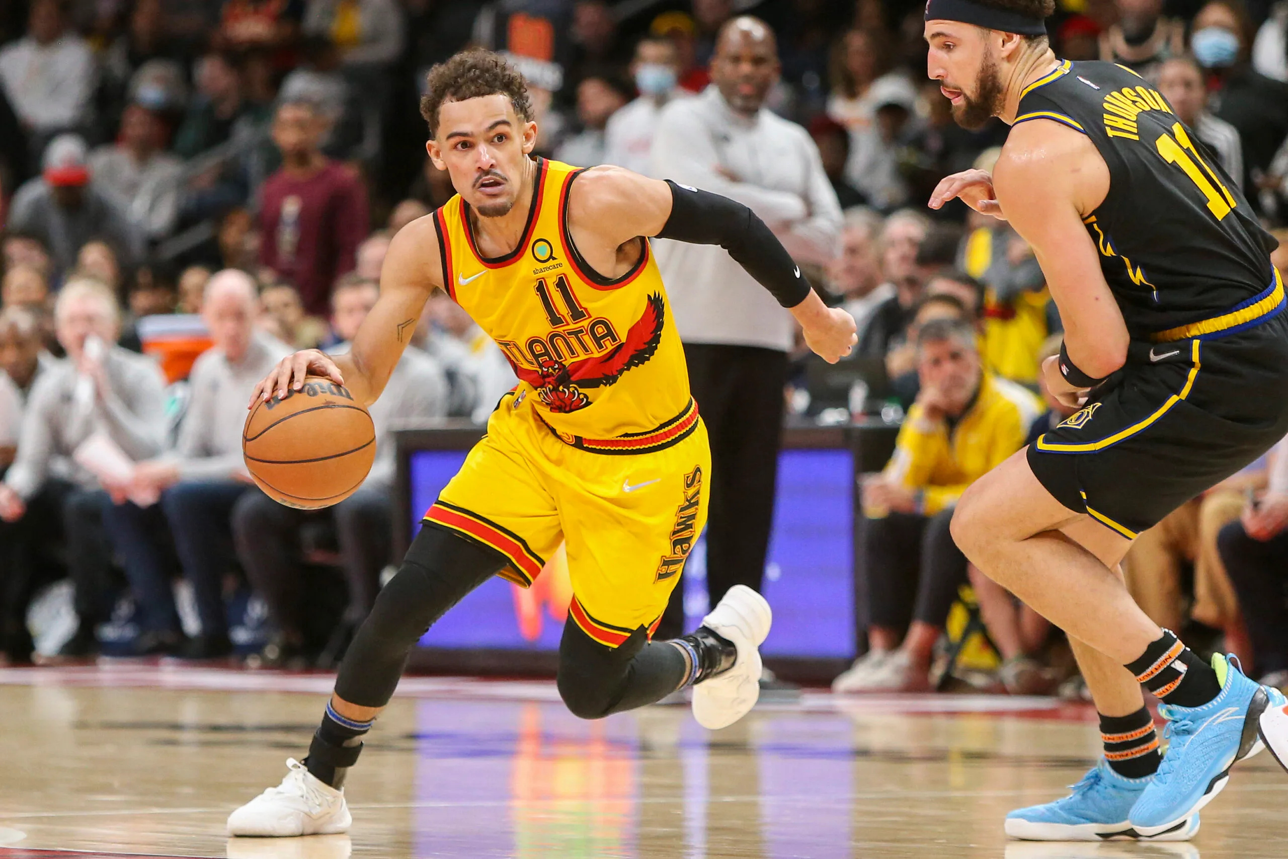 Warriors vs Hawks, Trae Young Wallpaper, 2560x1710 HD Desktop