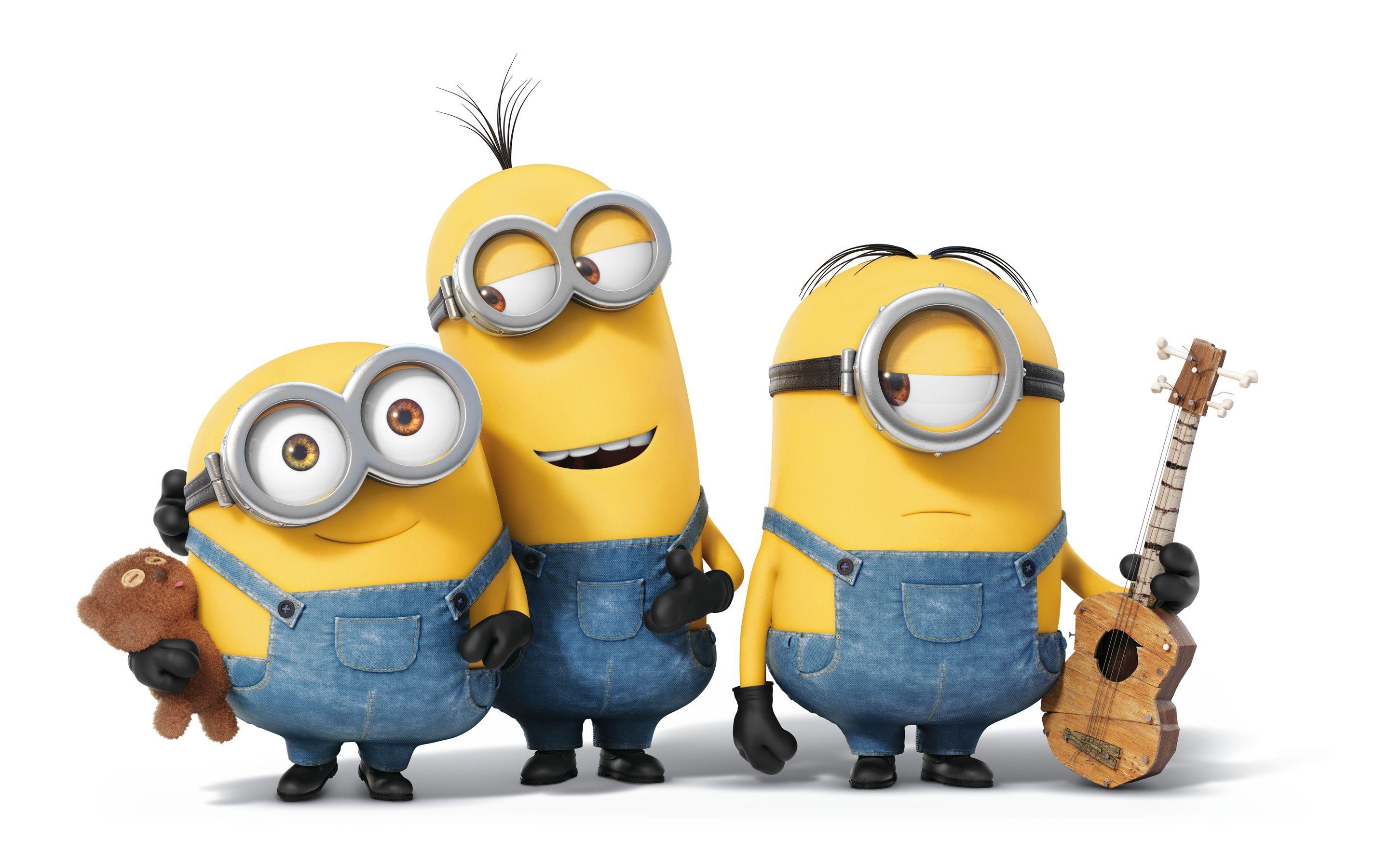 Minion Bob, Minion Kevin, Minion Stuart, Tim the teddy bear, HD Desktop wallpaper