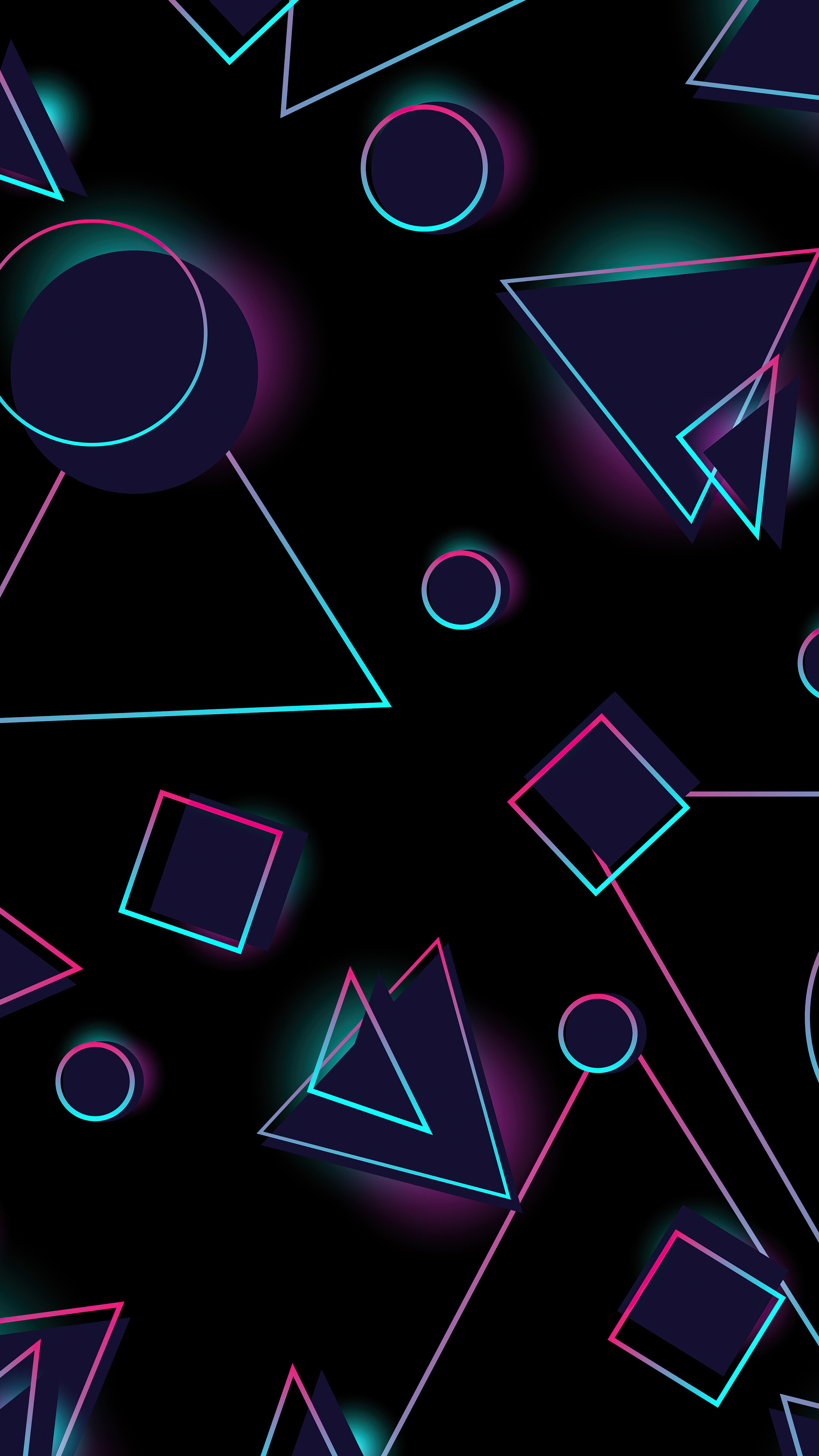 Neon, Circles, Triangle, Sony Xperia, 2160x3840 4K Phone