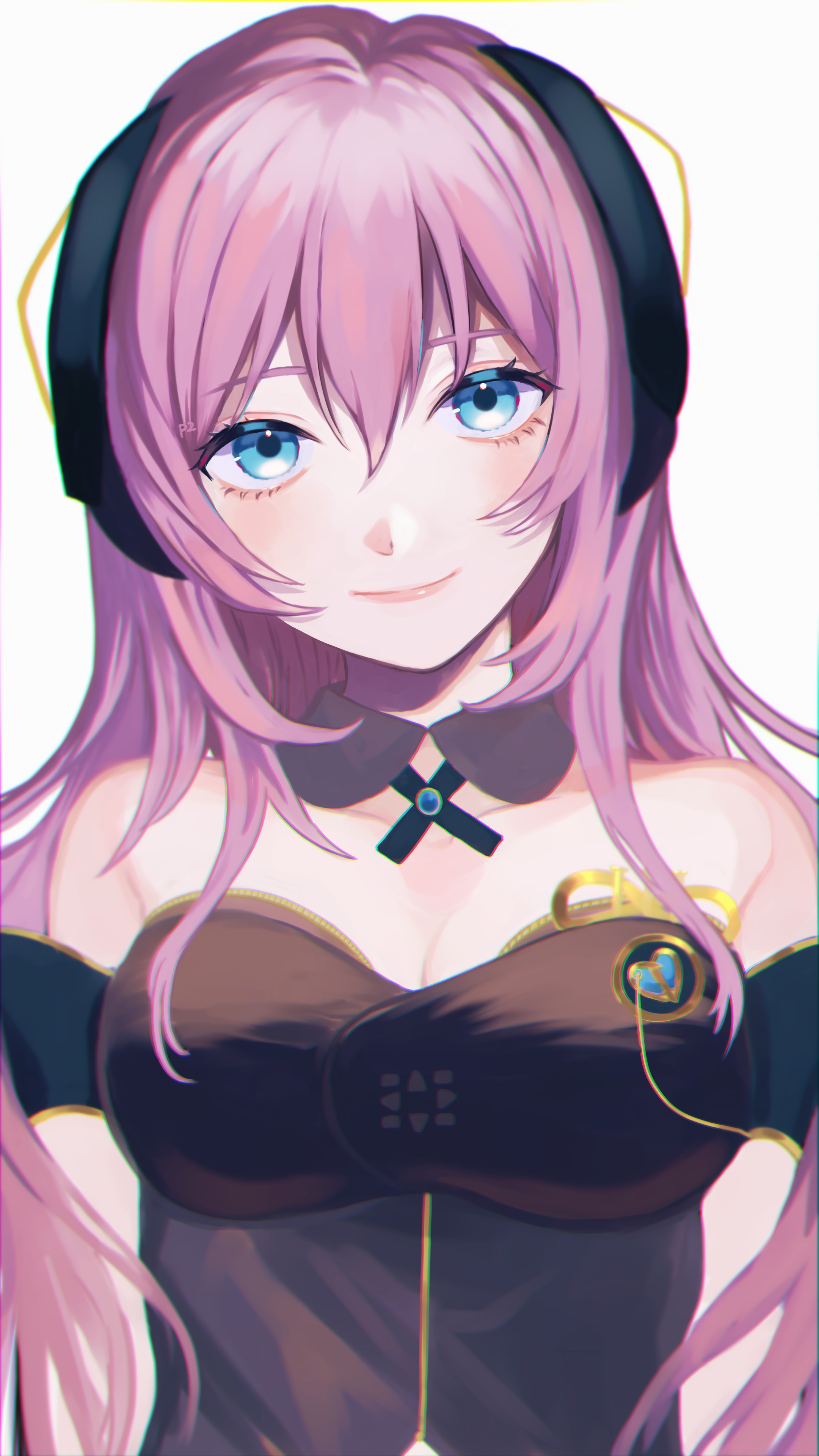 Luka Megurine, Pink hair, Vocaloid headphones, Clouds, 2160x3840 4K Phone