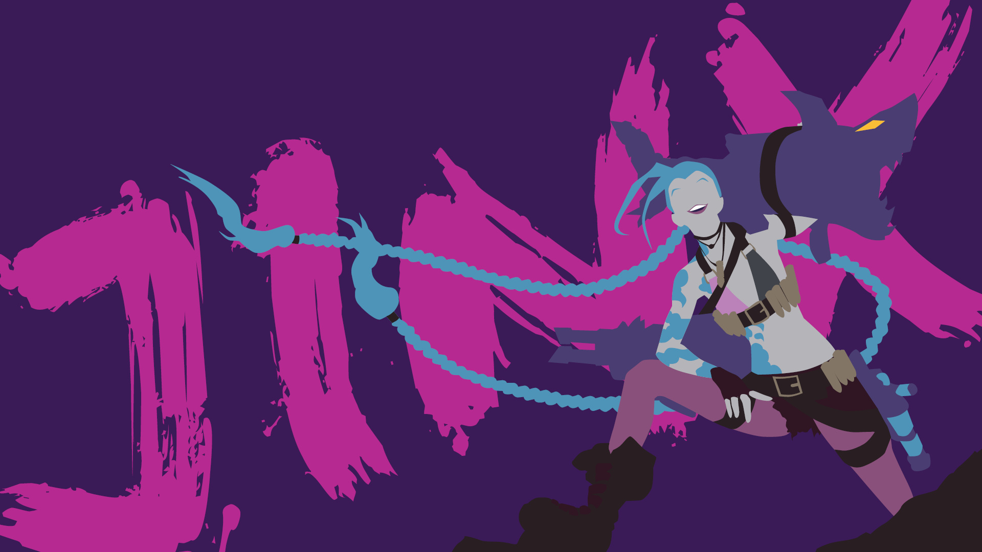 Minimalistic Jinx, League of Legends, Widescreen wallpaper, Desktop/mobile/tablet, 1920x1080 Full HD Desktop