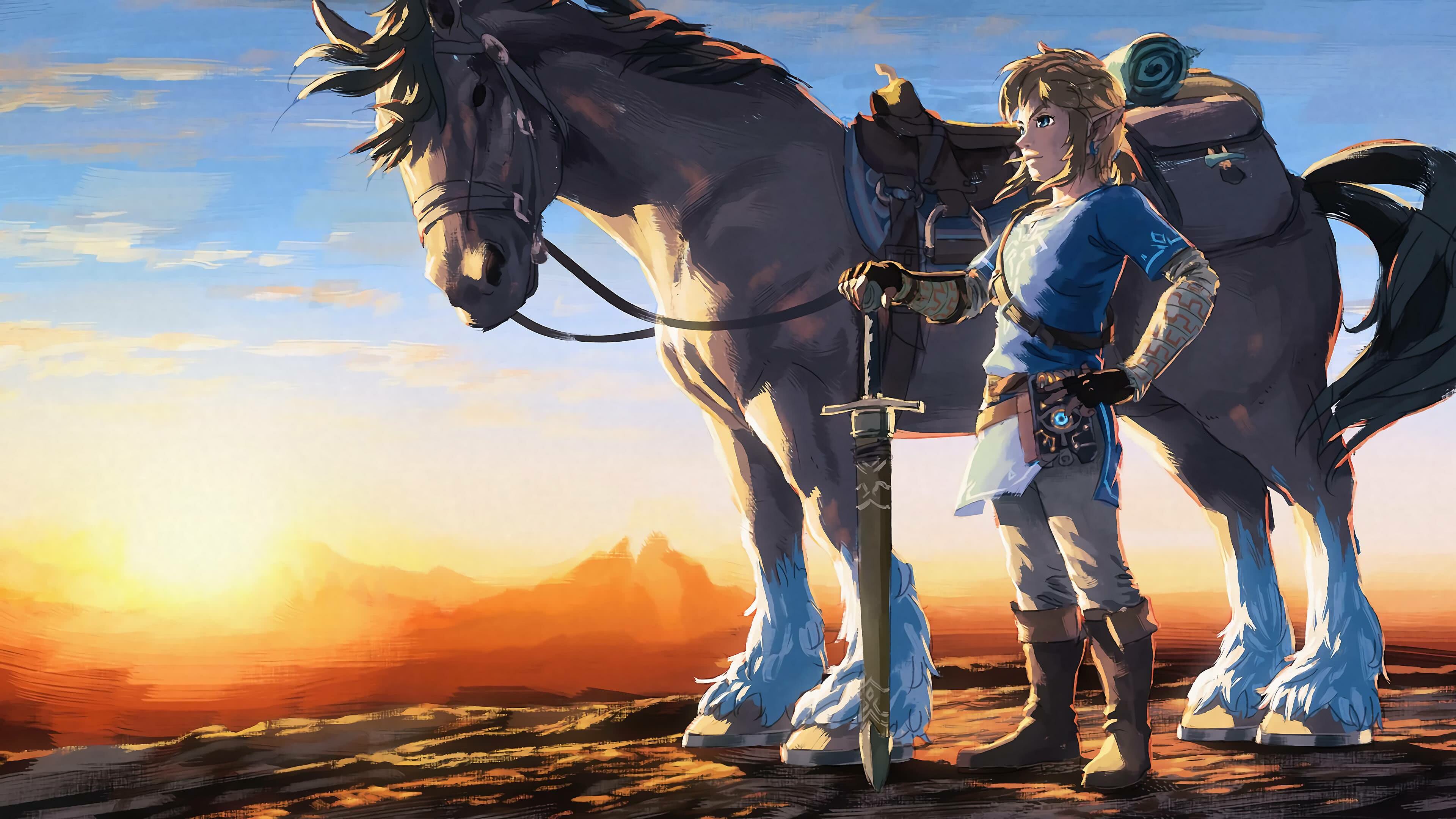 Legend of Zelda, Breath of the Wild, Link, Horse, 3840x2160 4K Desktop