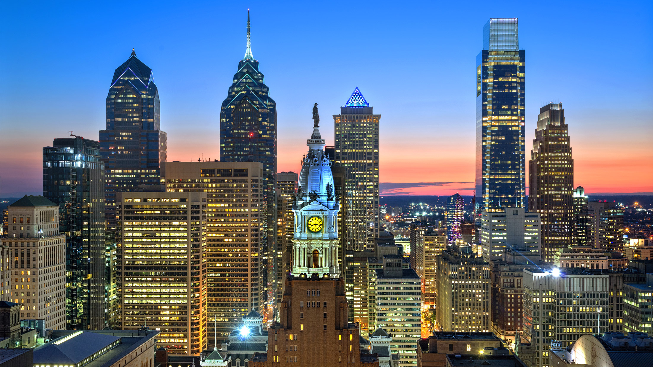 Philadelphia Skyline, Alumni clubs, Foster connections, Furman University, 2200x1240 HD Desktop