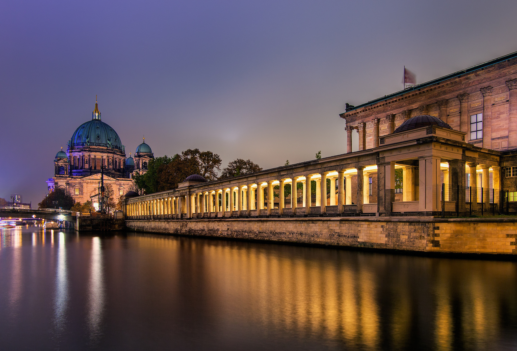 Berlin cathedral and Museum Island, Nighttime beauty, German architecture, Reflective river, 2050x1390 HD Desktop