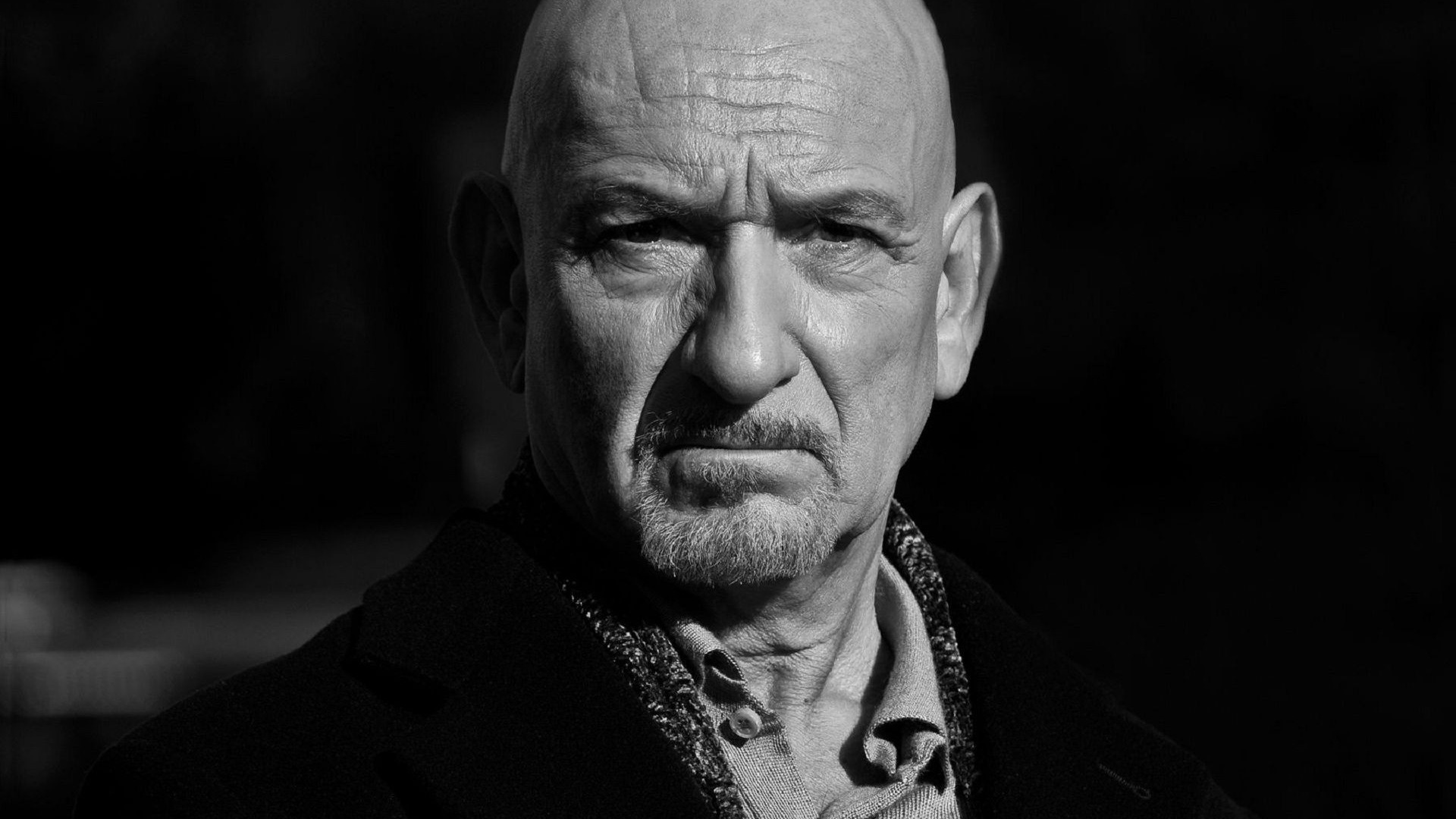 Ben Kingsley, Look pose, Black and white actor, 1920x1080 Full HD Desktop