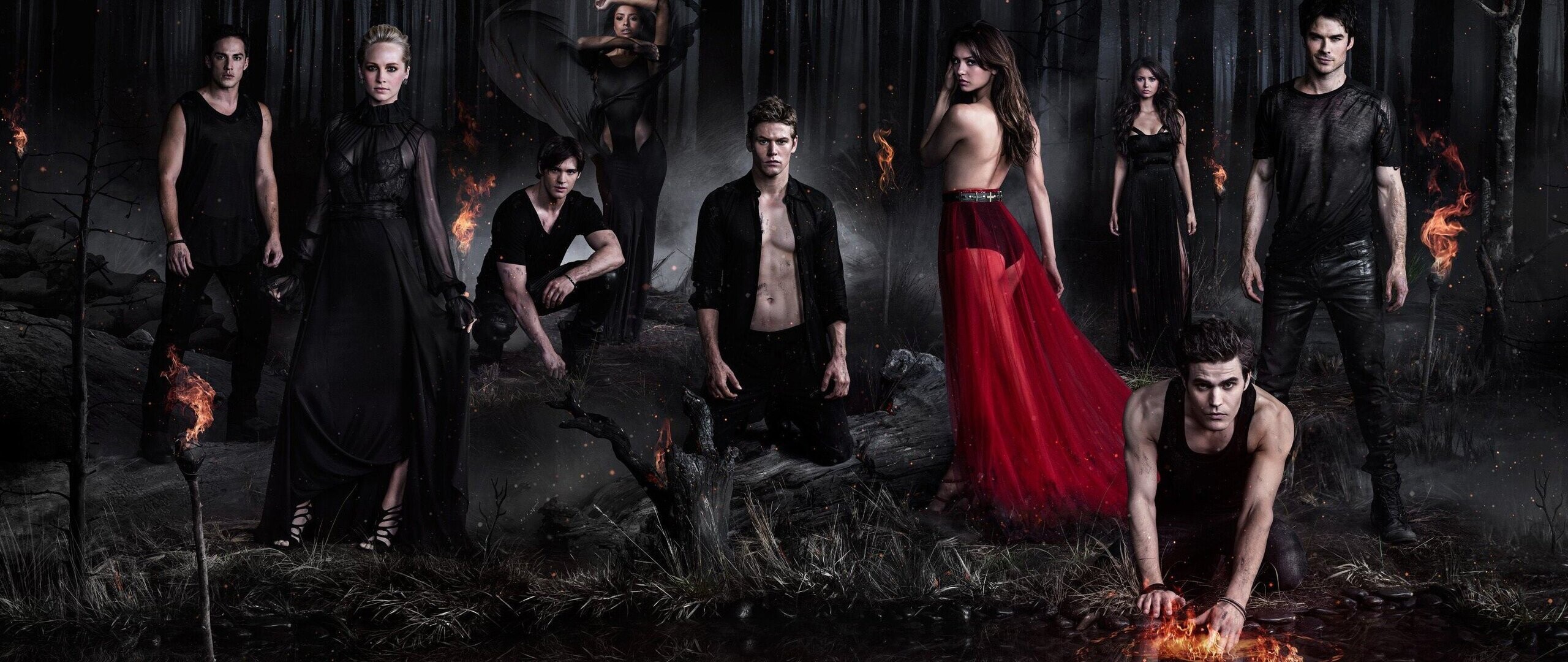 The Vampire Diaries, TV series, HD 4K wallpapers, Fantasy world, 2560x1080 Dual Screen Desktop