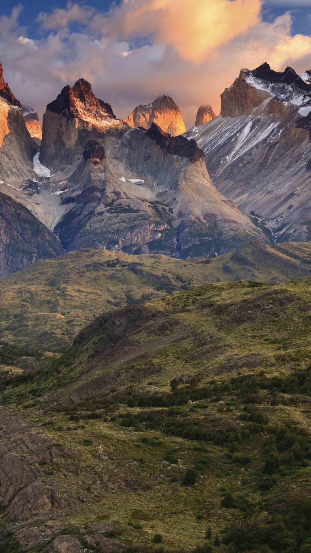 Torres del Paine, National Park, Patagonia sunset, Chile, 1080x1920 Full HD Phone