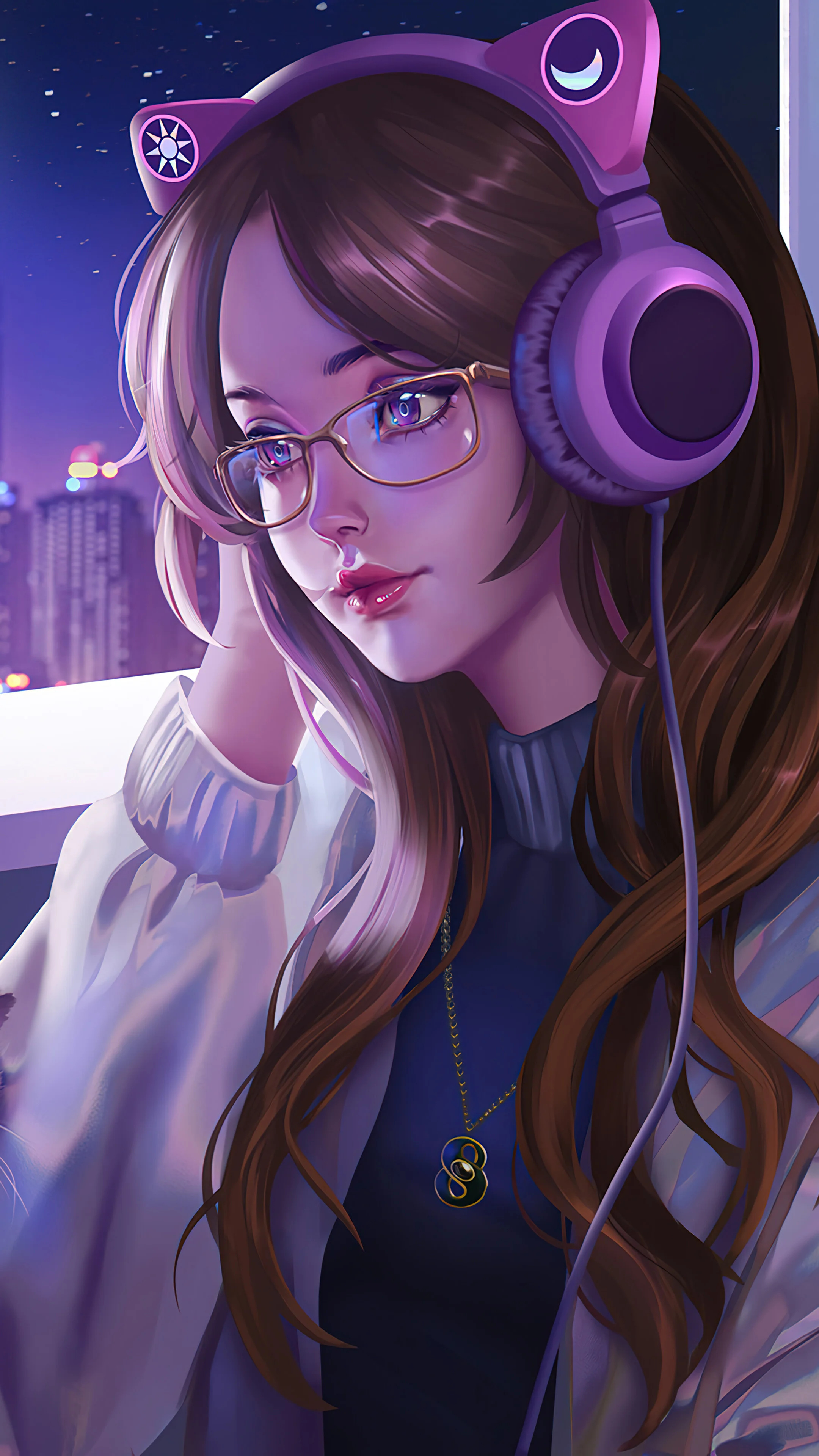 Anime girl lofi, Cat phone wallpaper, Desktop tablet, Gamer, 2160x3840 4K Phone