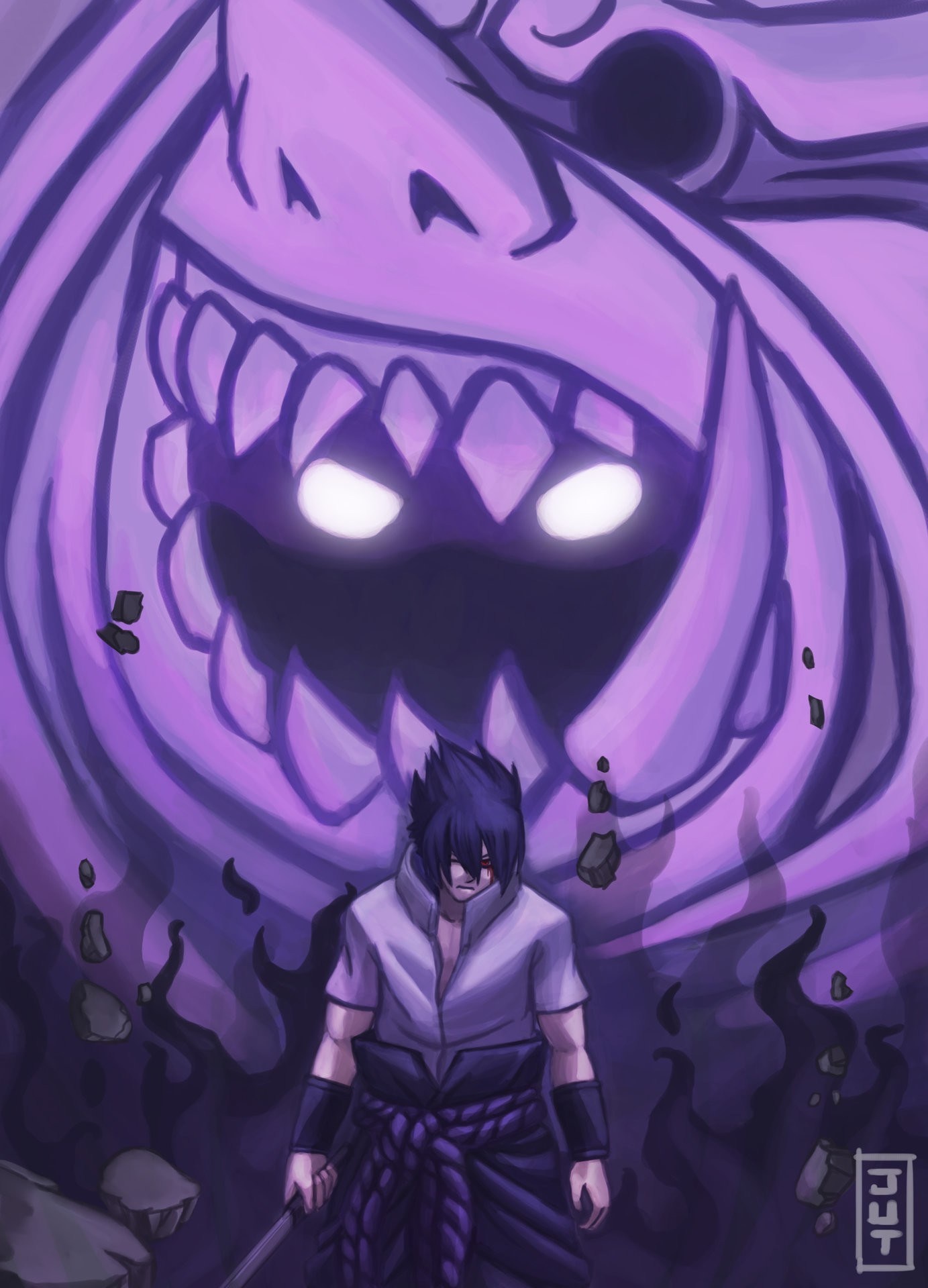 Sasuke Uchiha, Sasuke's Susanoo, Sword of Kusanagi, HD Phone wallpaper