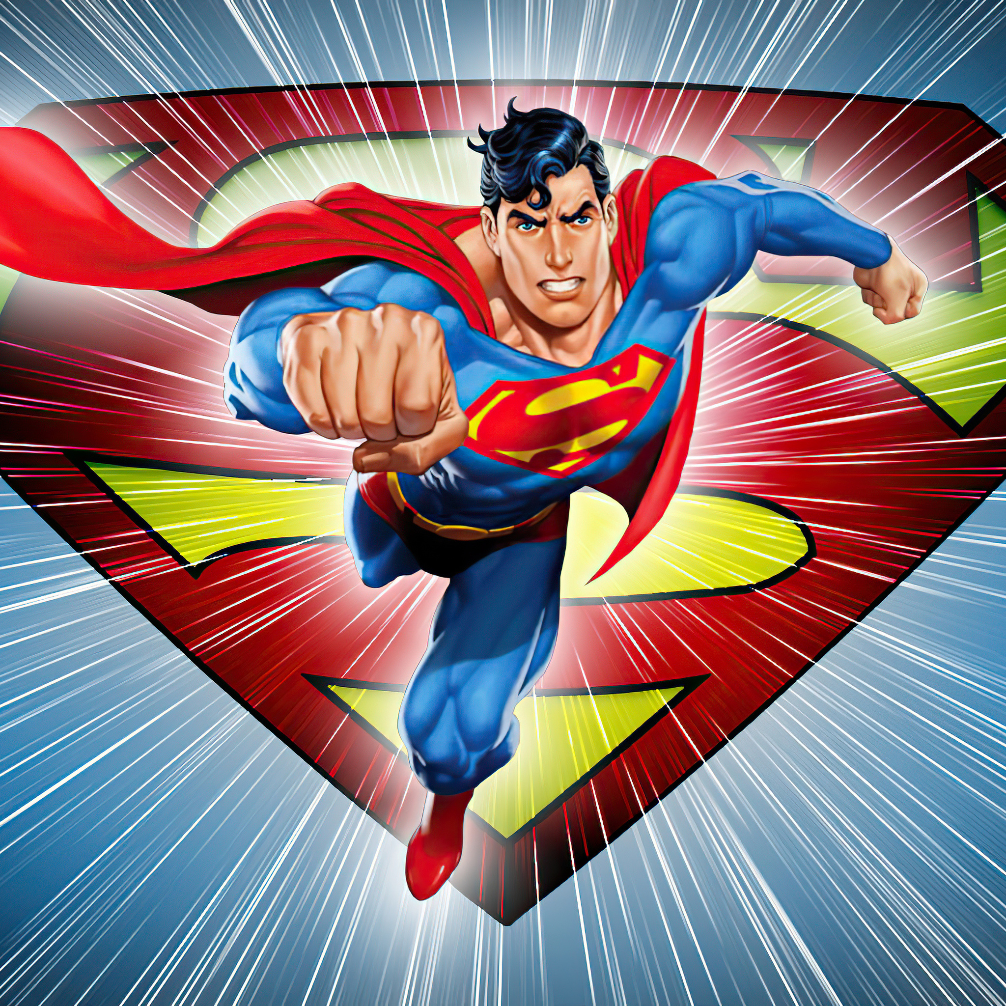 Superman, Superman shield emblem, Radiating white speed lines, HD Phone wallpaper