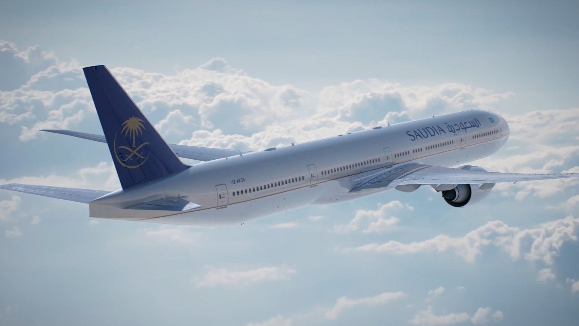 Saudi Arabian Airlines, Boeing 777, Wallpaper, Arabian airspace, 1920x1080 Full HD Desktop
