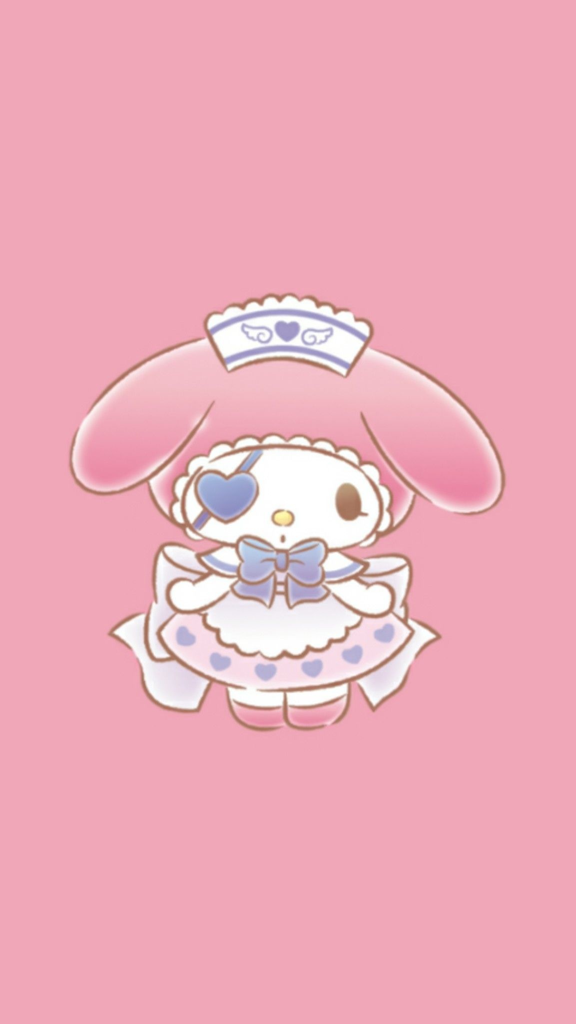 My Melody, heart eyepatch, nurse cap, HD Phone wallpaper