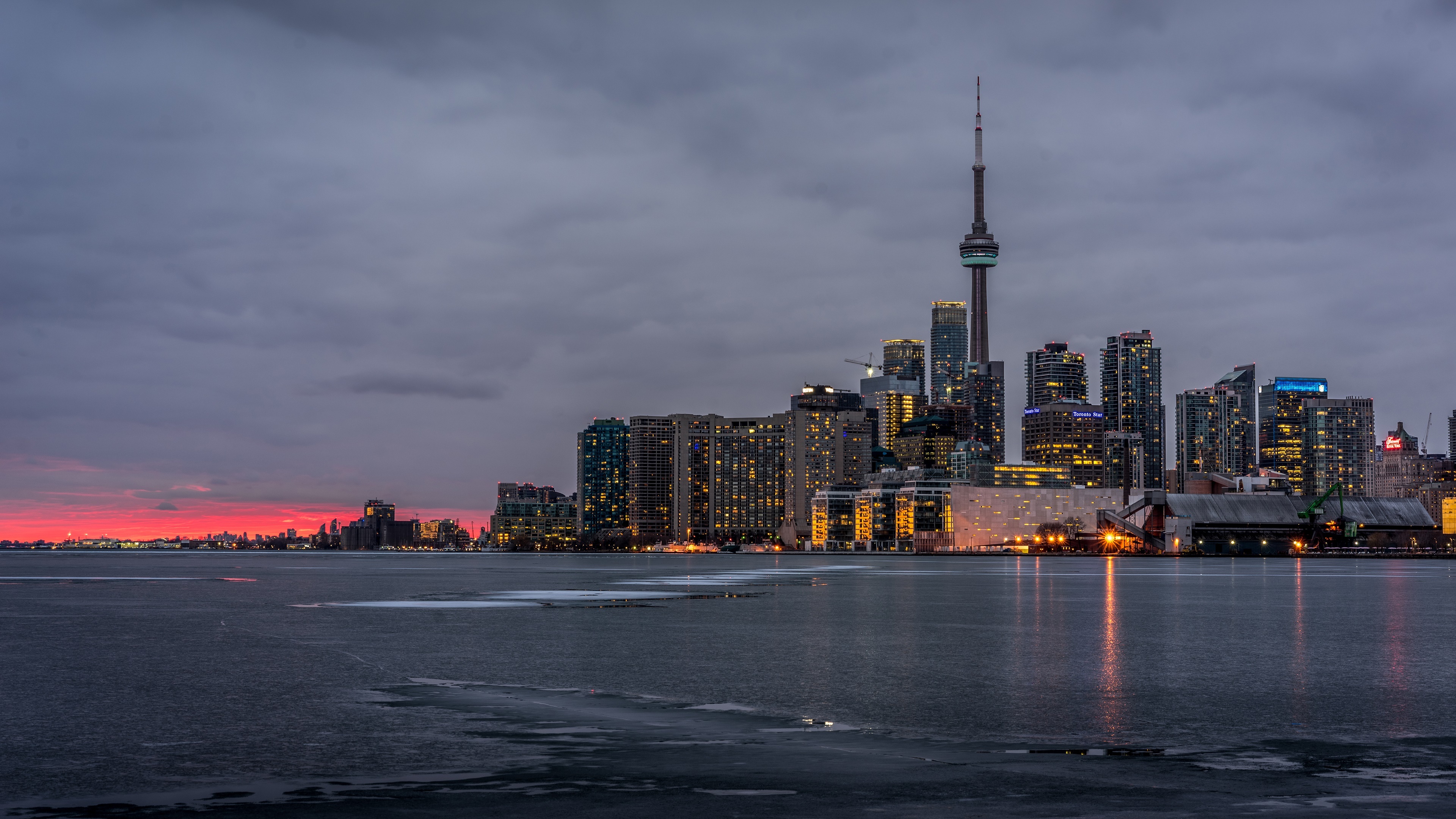 Lake Ontario, Toronto Skyline Wallpaper, 3840x2160 4K Desktop