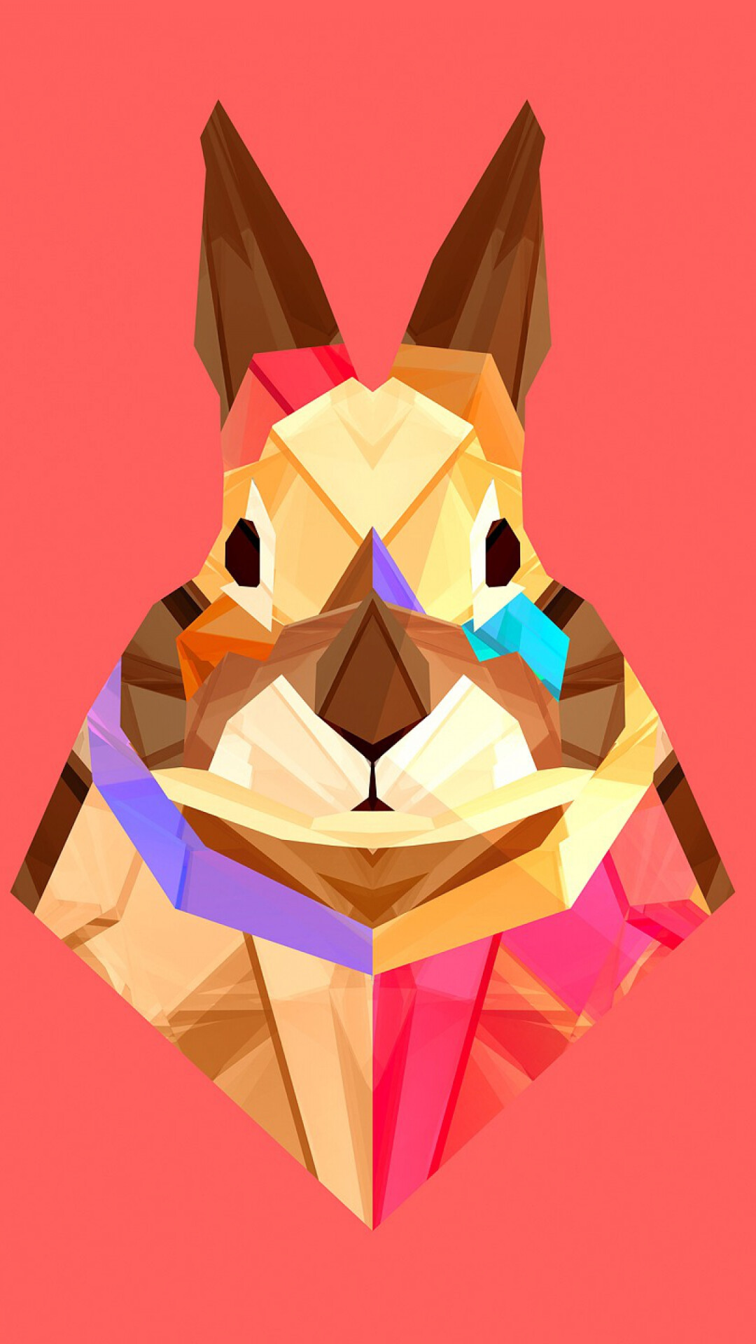 Vector rabbit design, Digital artwork, Graphic rabbit, Vibrant colors, 1080x1920 Full HD Phone