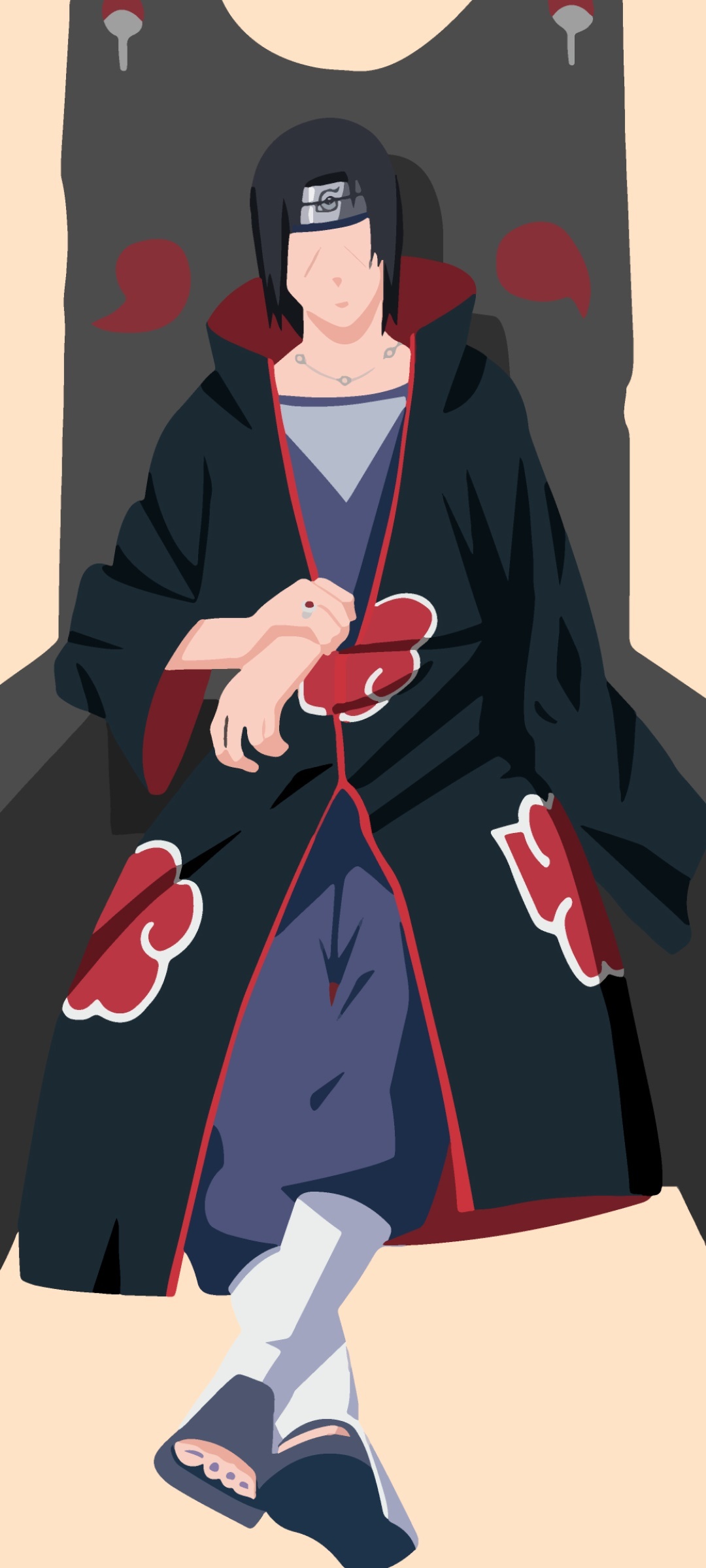 Itachi Uchiha, Akatsuki cloak, Uchiha hideout throne, HD Phone wallpaper