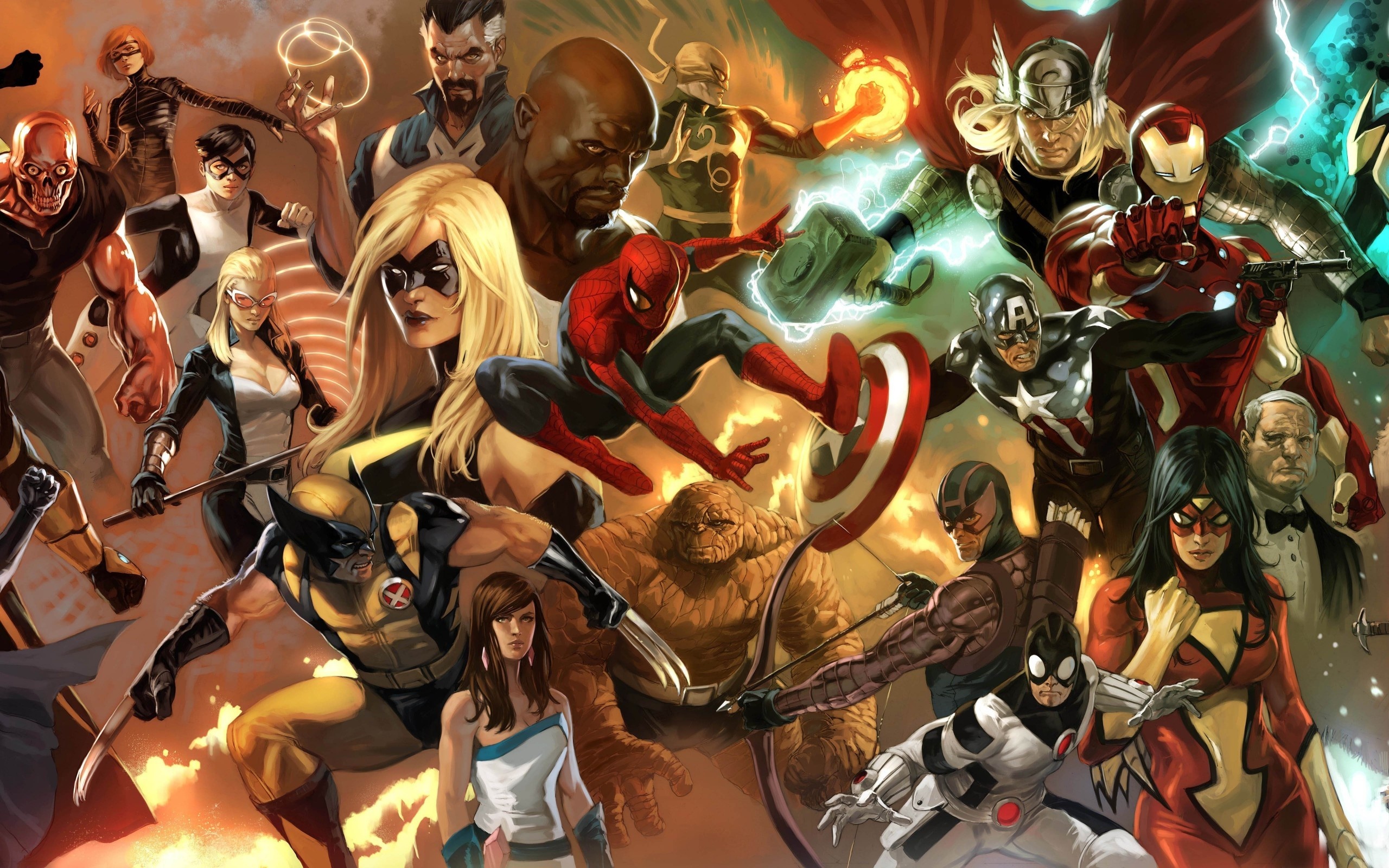 Spider-Man, Wolverine, Thor, Luke Cage, Ms. Marvel Carol Danvers, HD Desktop wallpaper