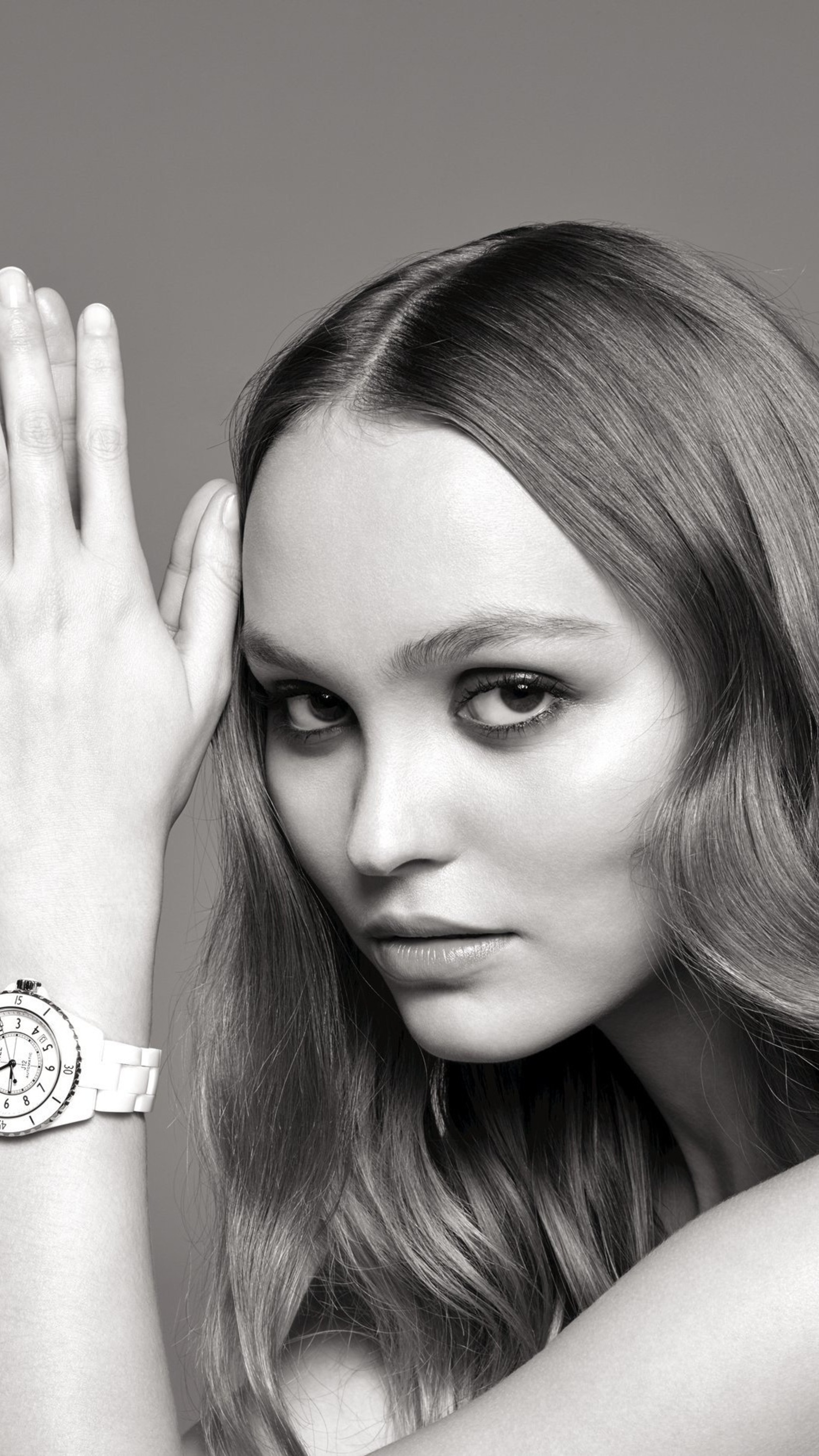 Monochrome, Lily-Rose Depp Wallpaper, 2160x3840 4K Phone