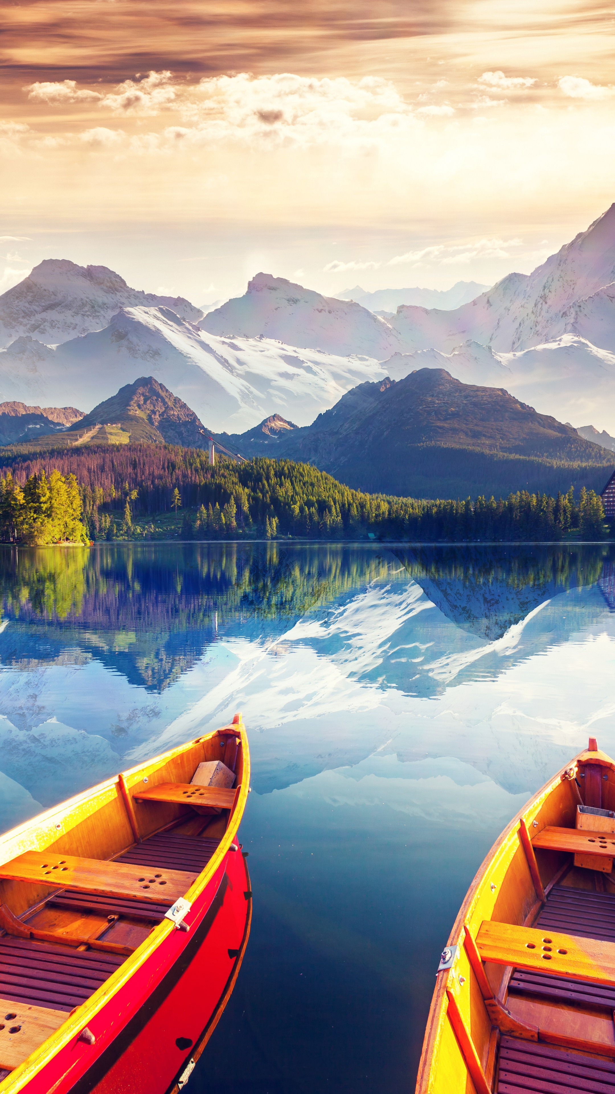 Mountains boats lake, Tree nature, Sony Xperia Z5, Premium dual, 2160x3840 4K Phone