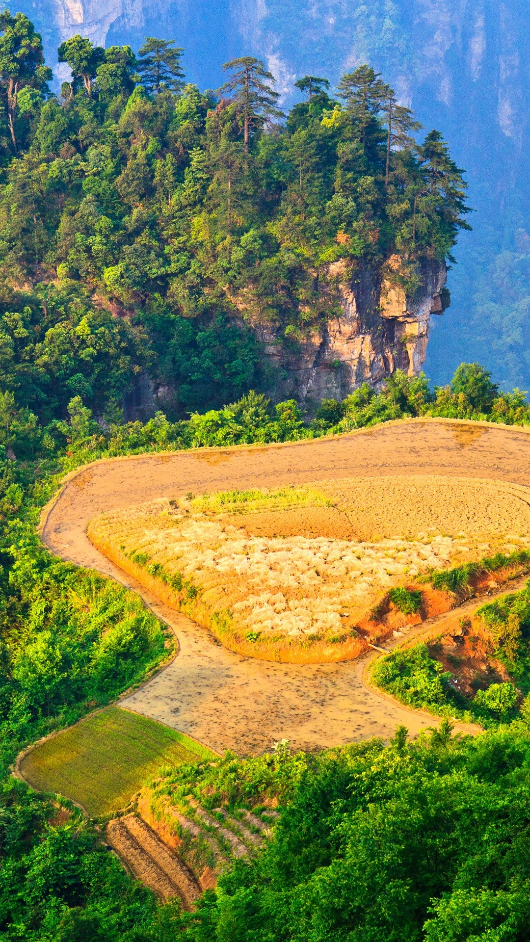 Wulingyuan National Park, China's natural beauty, Sunrise over farmland, Stunning landscape, 1080x1920 Full HD Phone