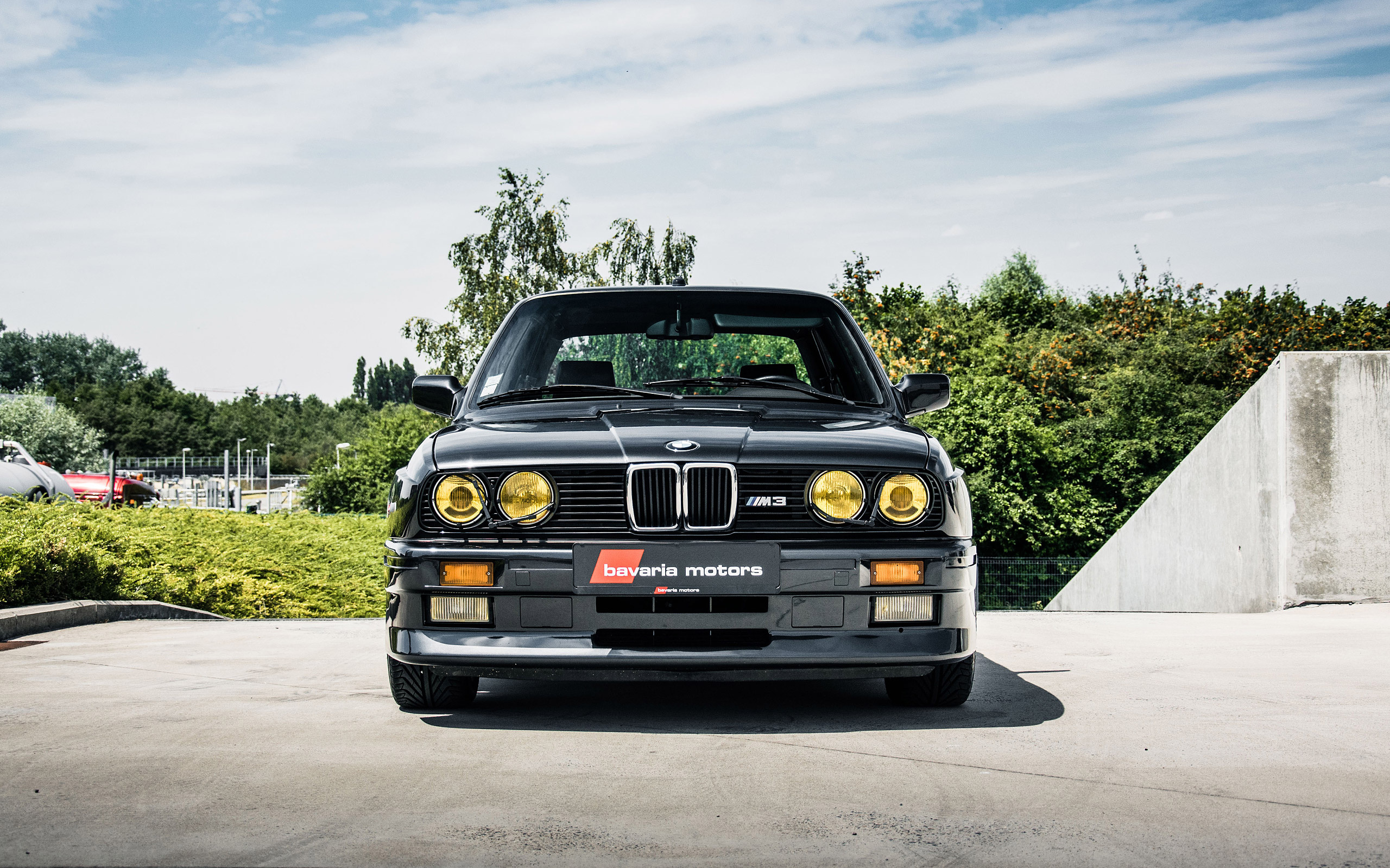 BMW E30 M3, bavaria motors, yellow headlights, HD Desktop wallpaper