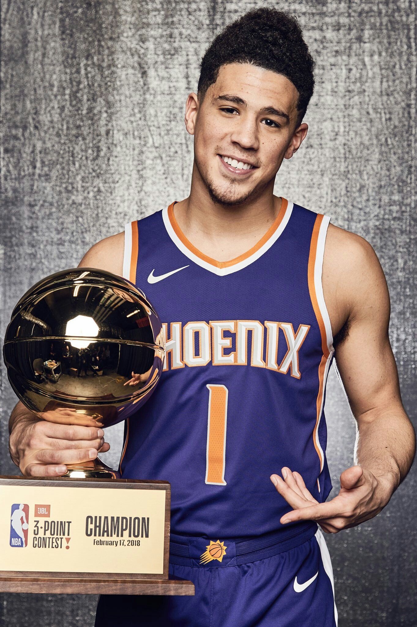 NBA Three-Point Contest trophy, Devin Booker Wallpaper, 1370x2050 HD Phone