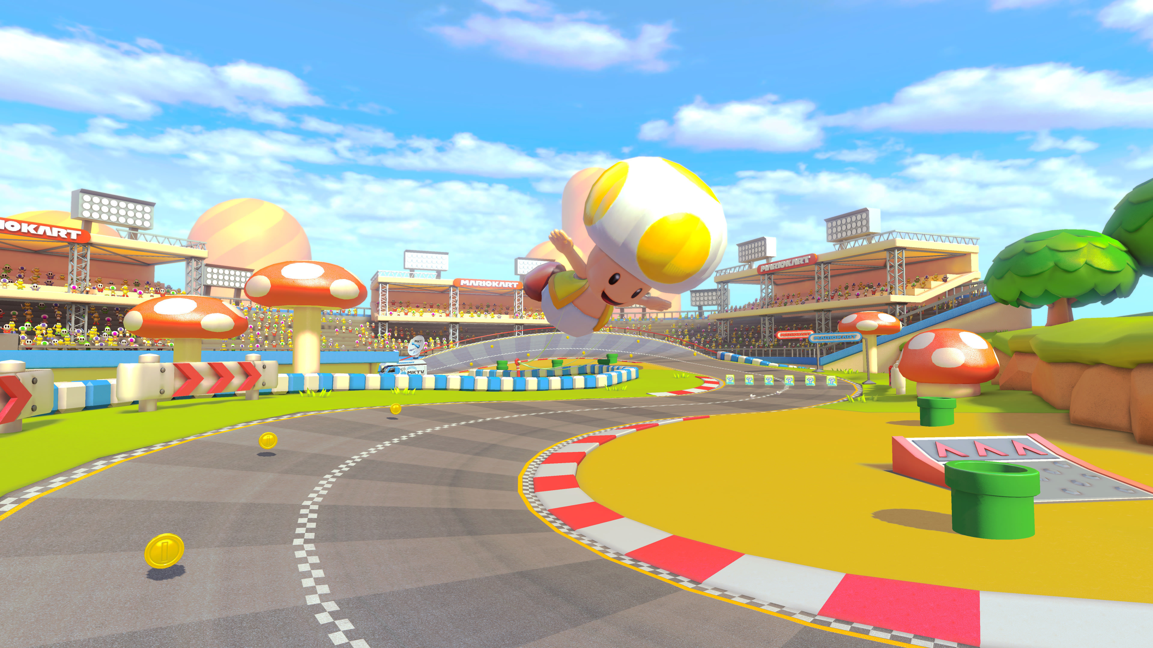 Yellow Toad, Mario Kart Wallpaper, 3840x2160 4K Desktop