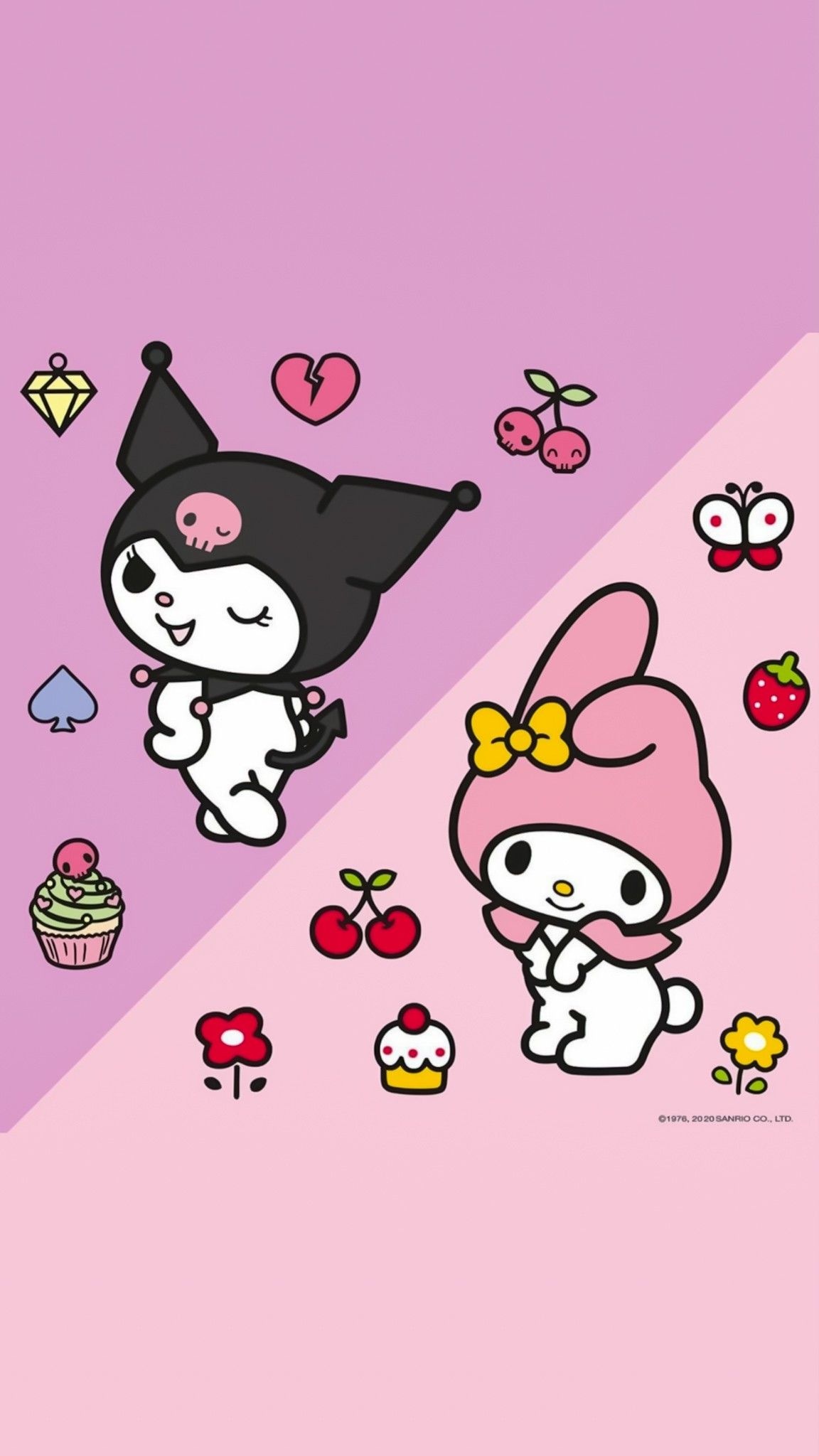 Kuromi, My Melody, Sanrio, HD Phone wallpaper
