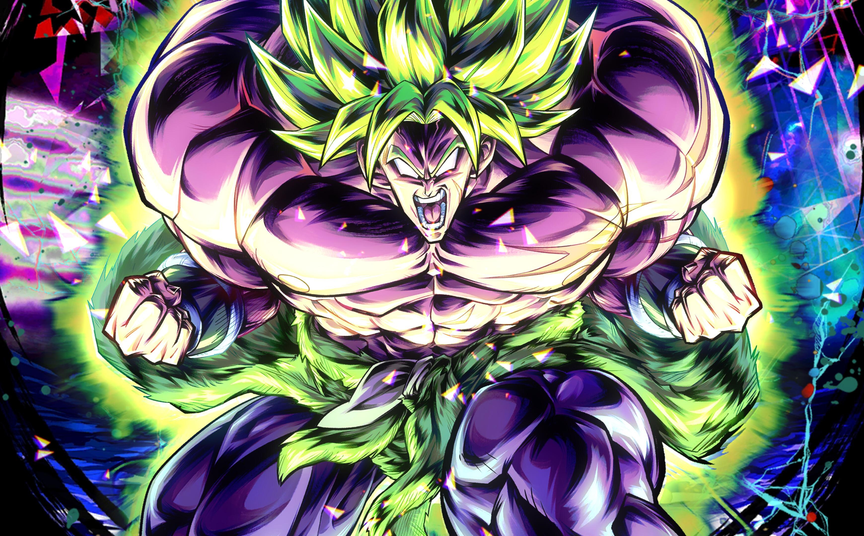 Full Power Super Saiyan Broly, Dragon Ball Legends, glowing green energy aura, HD Desktop wallpaper
