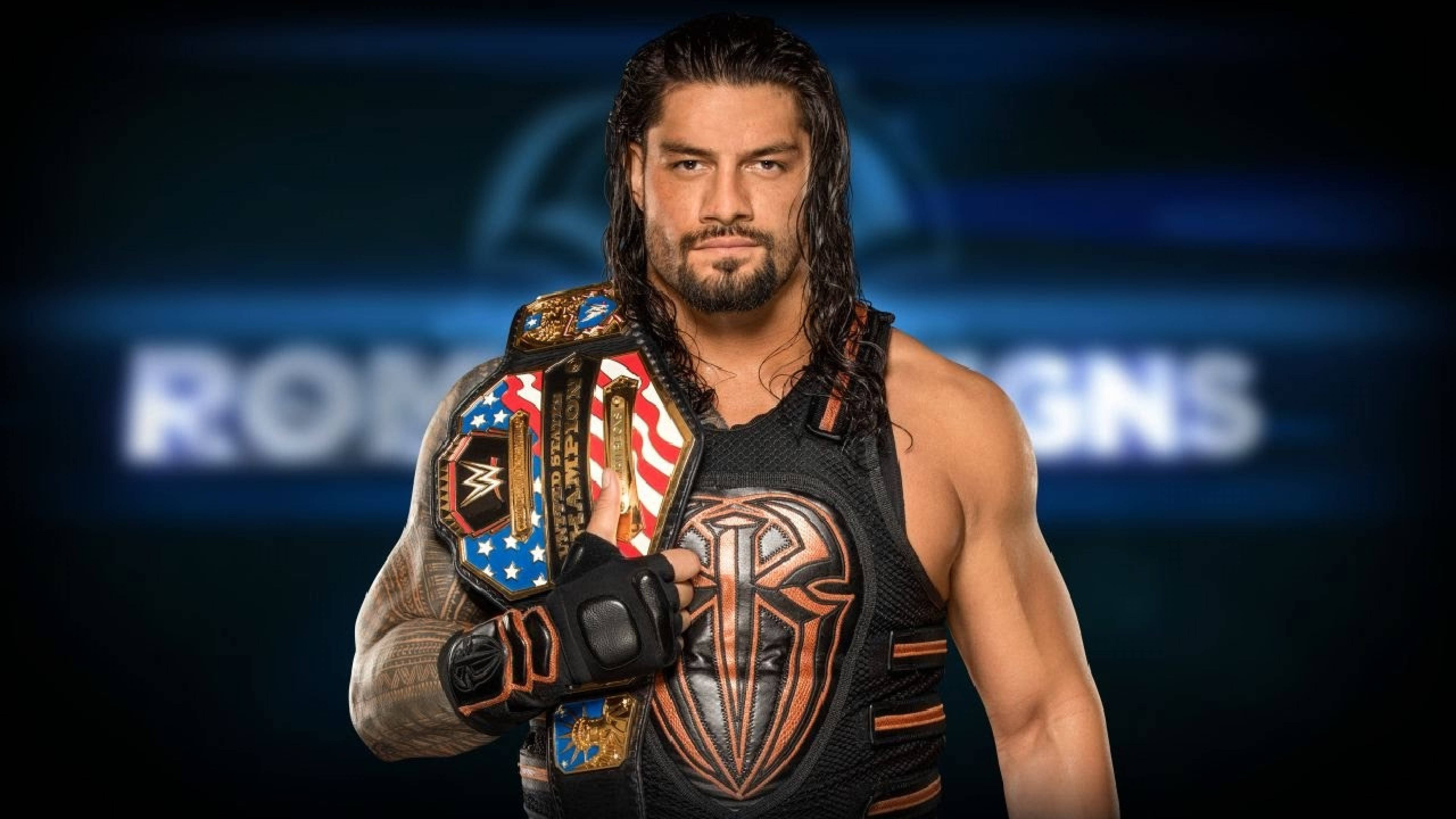 Roman Reigns, WWE United States Championship, ROMAN REIGNS text, 4K Desktop wallpaper