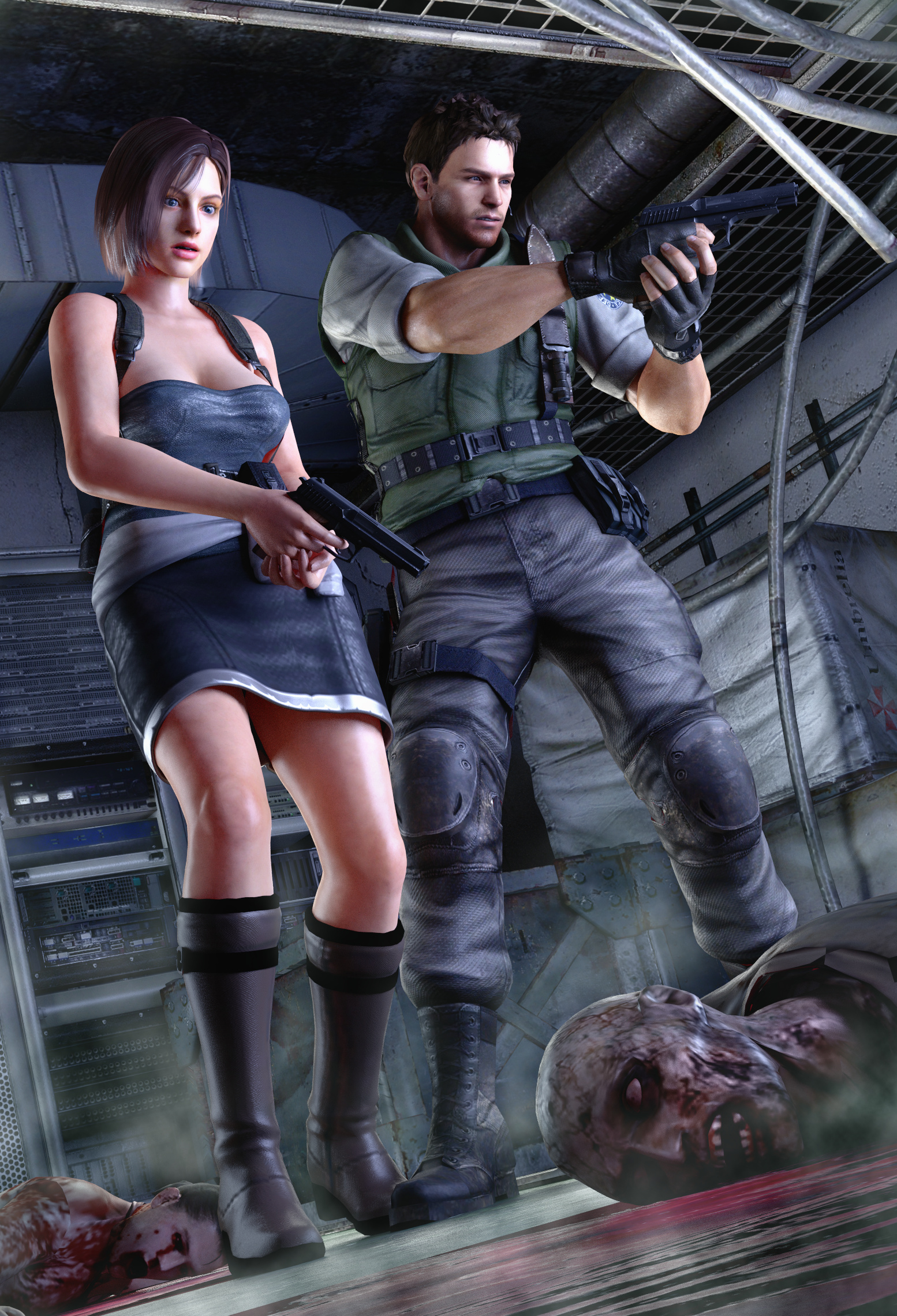 Jill Valentine, Chris Redfield, T-virus zombie, HD Phone wallpaper