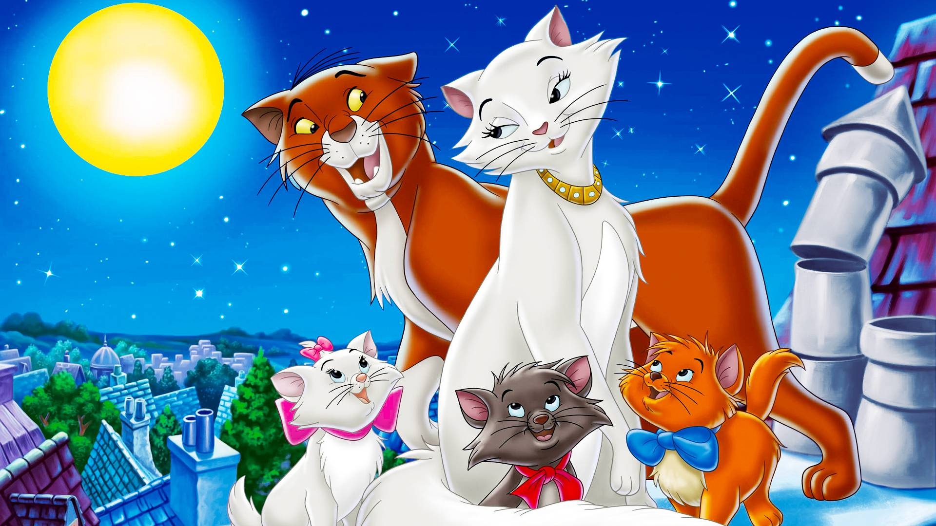 Aristocats elegance, Graceful mobile wallpaper, Feline Disney delight, 1920x1080 Full HD Desktop