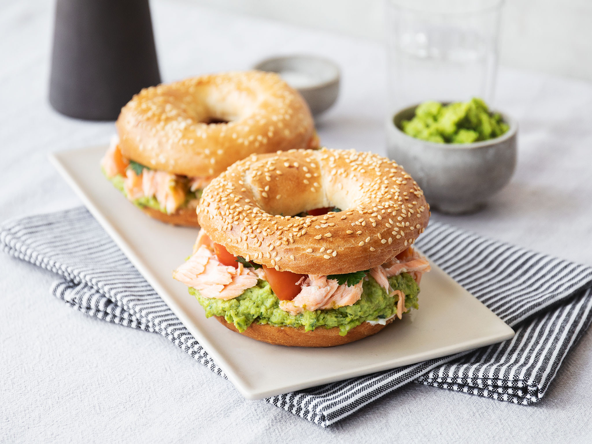 Luscious bagel, Smoked salmon, Creamy hummus, Culinary delight, 2050x1540 HD Desktop