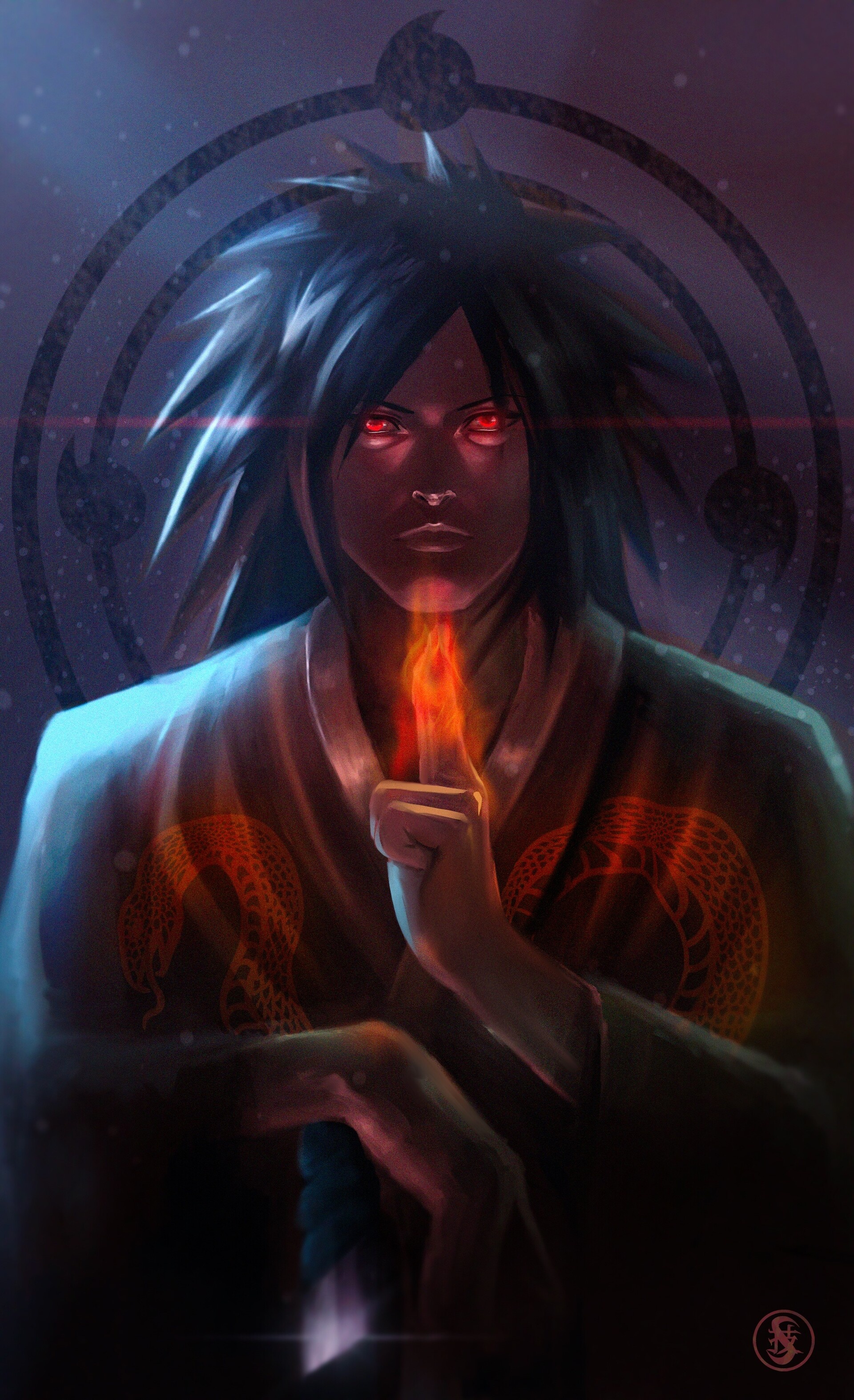 Madara Uchiha, Mangekyo Sharingan emblem, Fire Release hand seal, HD Phone wallpaper