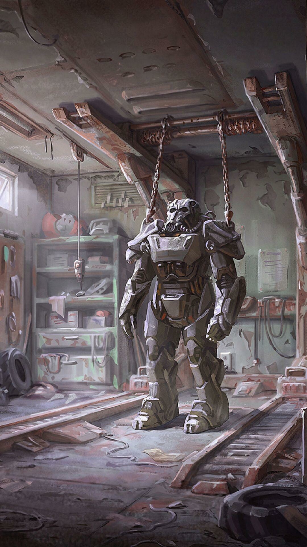 Fallout 4 power armor wallpapers, Iconic gaming armor, Post-apocalyptic world, Gaming art, 1080x1920 Full HD Phone