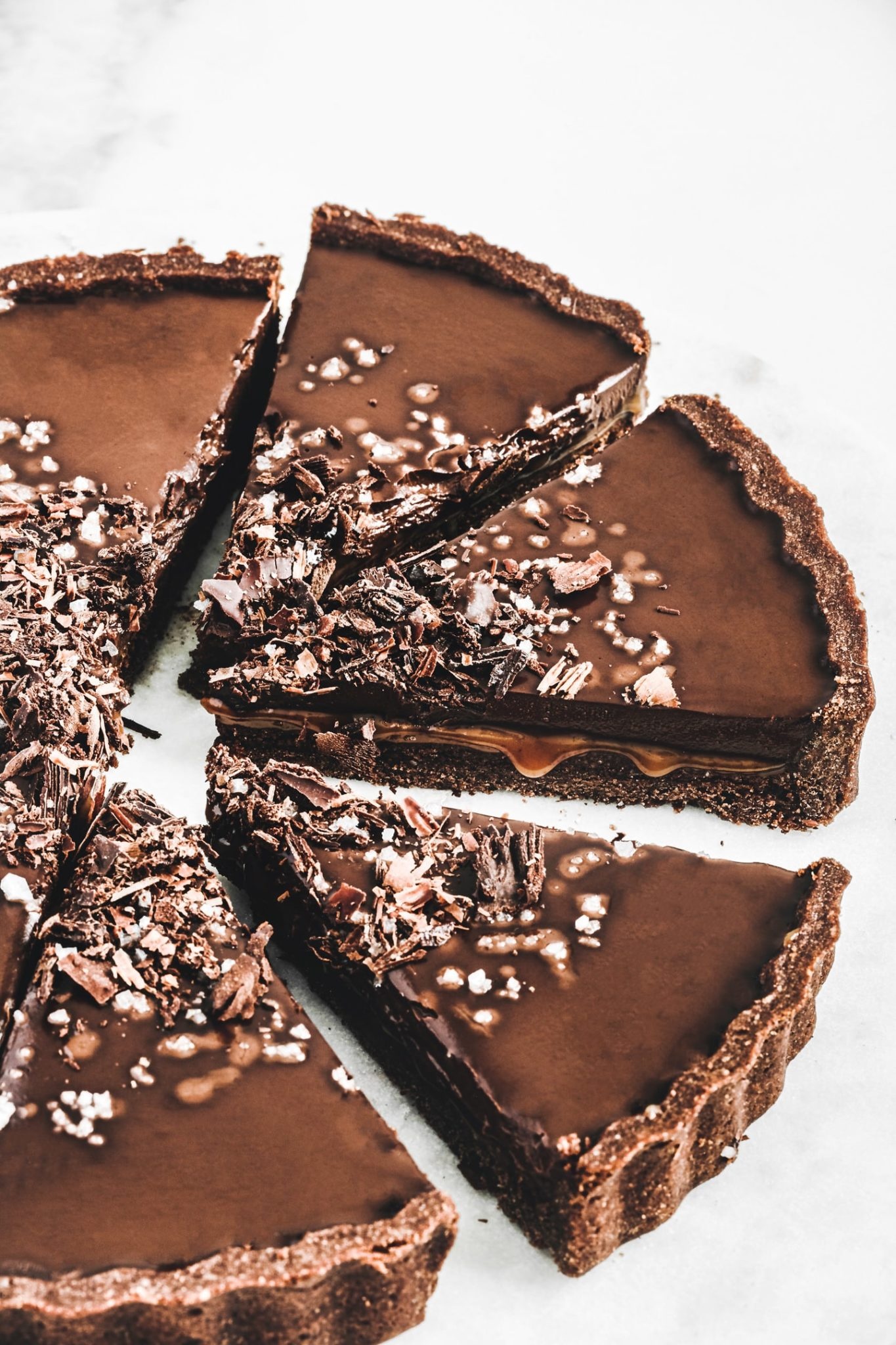 Salted caramel chocolate tart, Sweetly Cakes recipe, Rich and indulgent, A perfect balance of flavors, 1370x2050 HD Phone