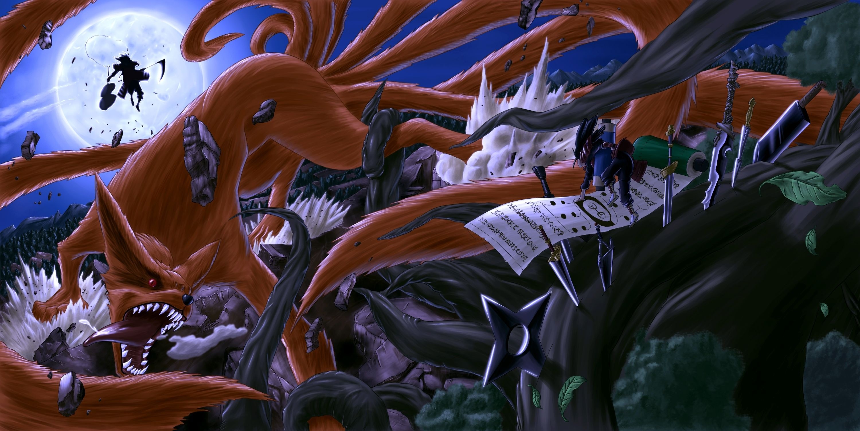 Kurama, Hashirama vs Madara, Full HD, 3000x1510 HD Desktop