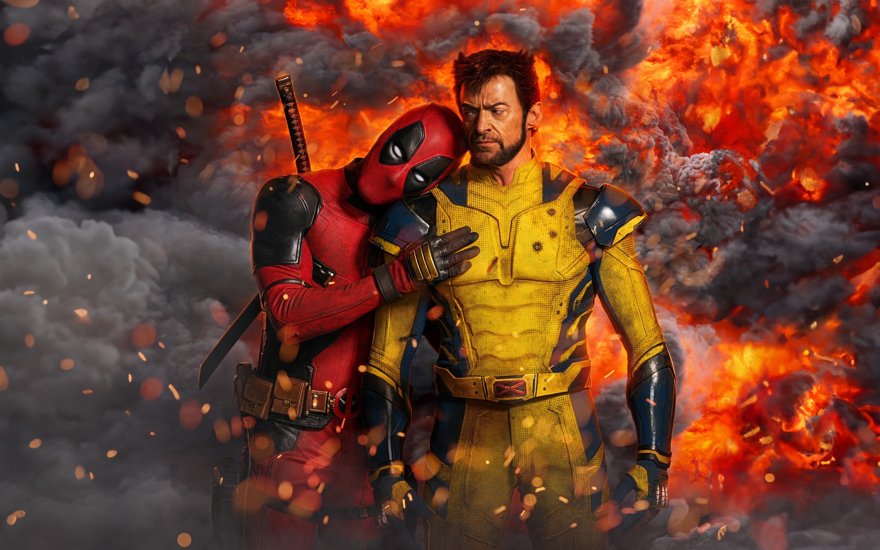 Deadpool, Wolverine, Comics, Fire, Action, 2880x1800 HD Desktop