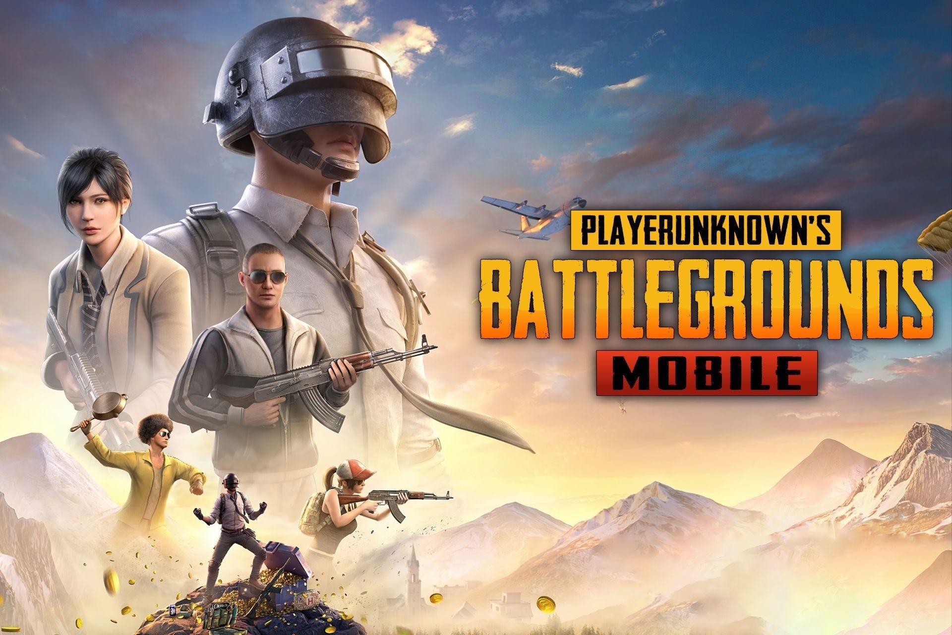 PLAYERUNKNOWN'S BATTLEGROUNDS MOBILE logo, Level 3 Spetsnaz helmet, AKM assault rifle, PUBG Mobile characters, HD Desktop wallpaper